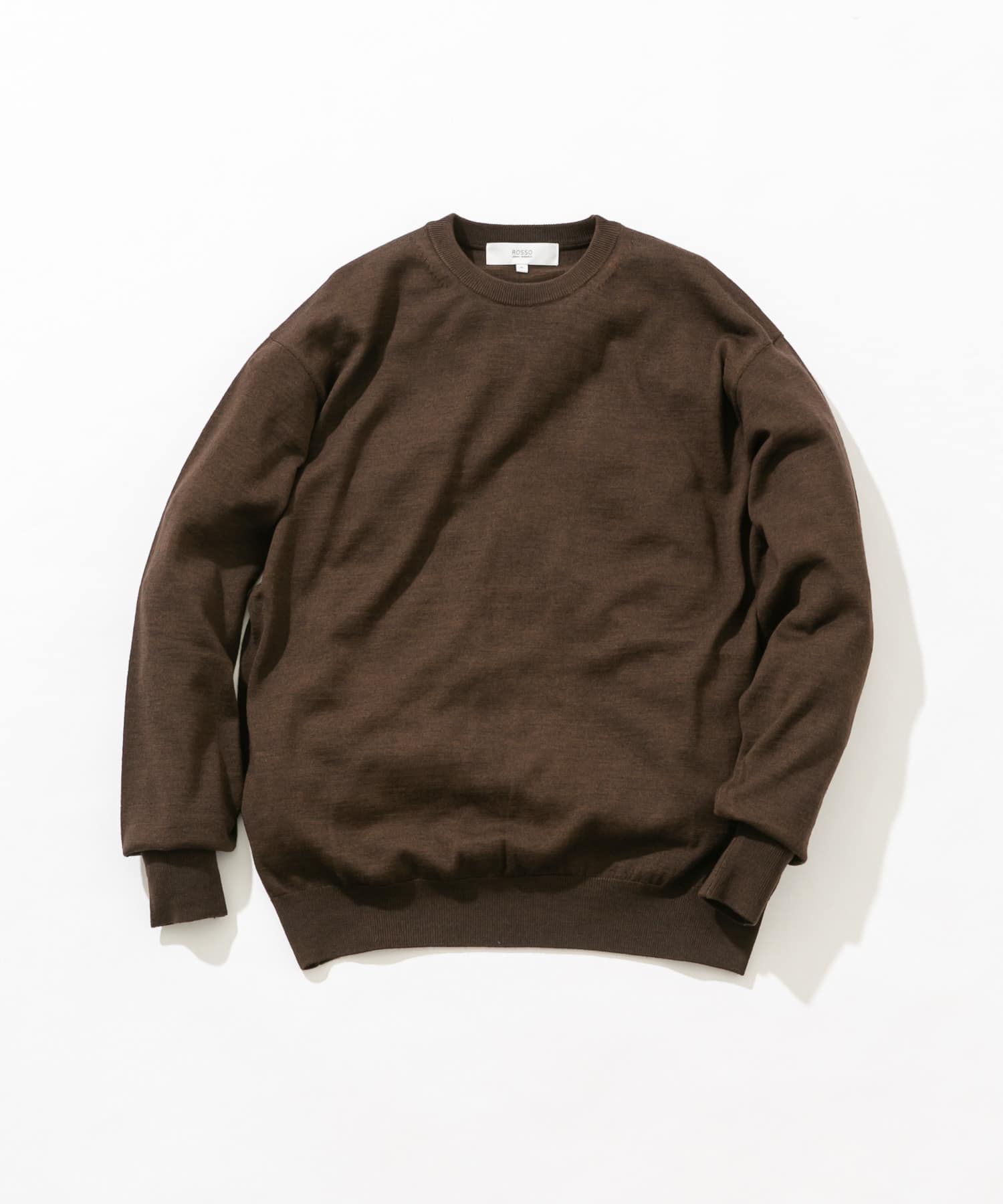 イタリア糸メリノウールクルーニット DARK BROWN M