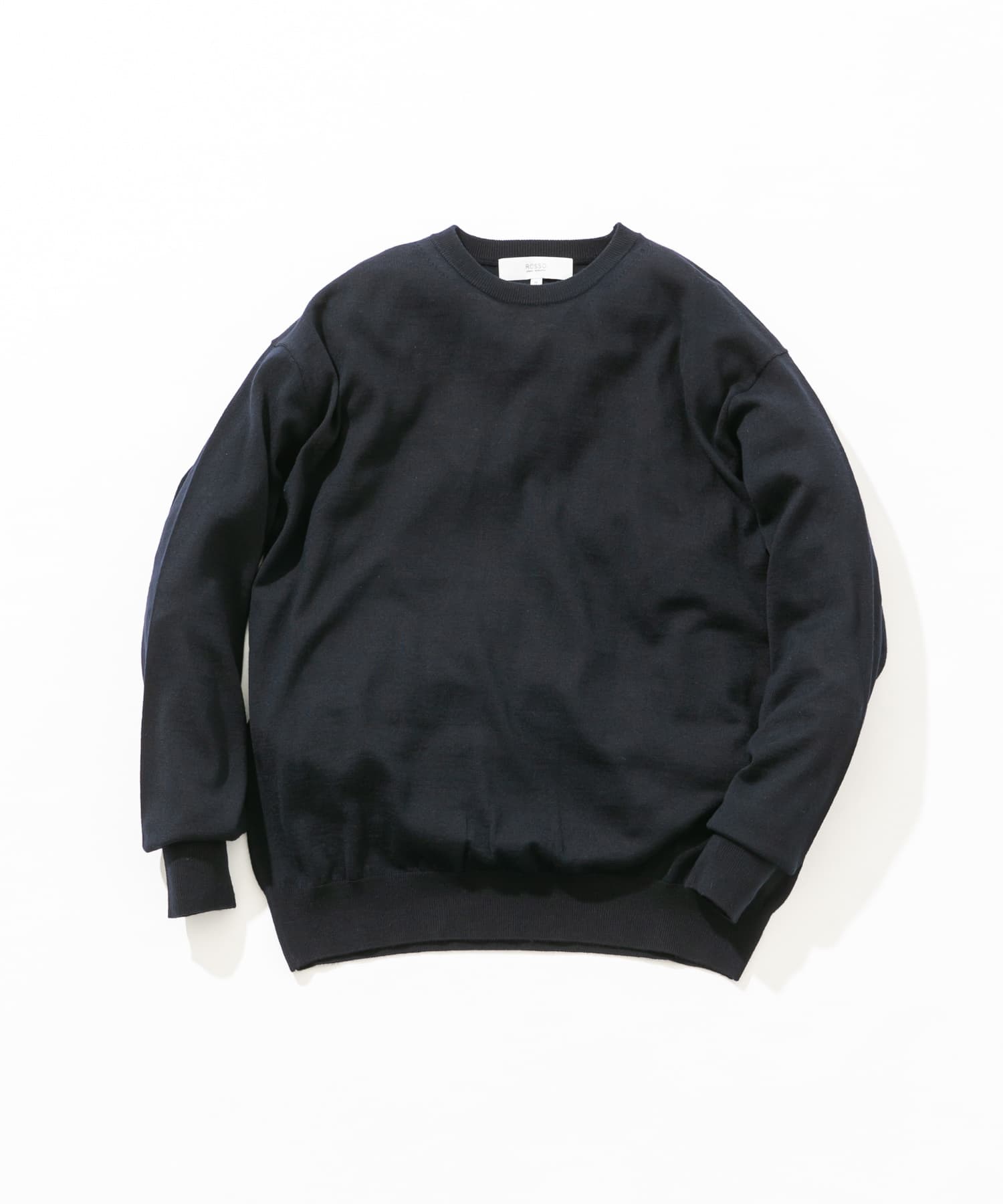 イタリア糸メリノウールクルーニット NAVY L