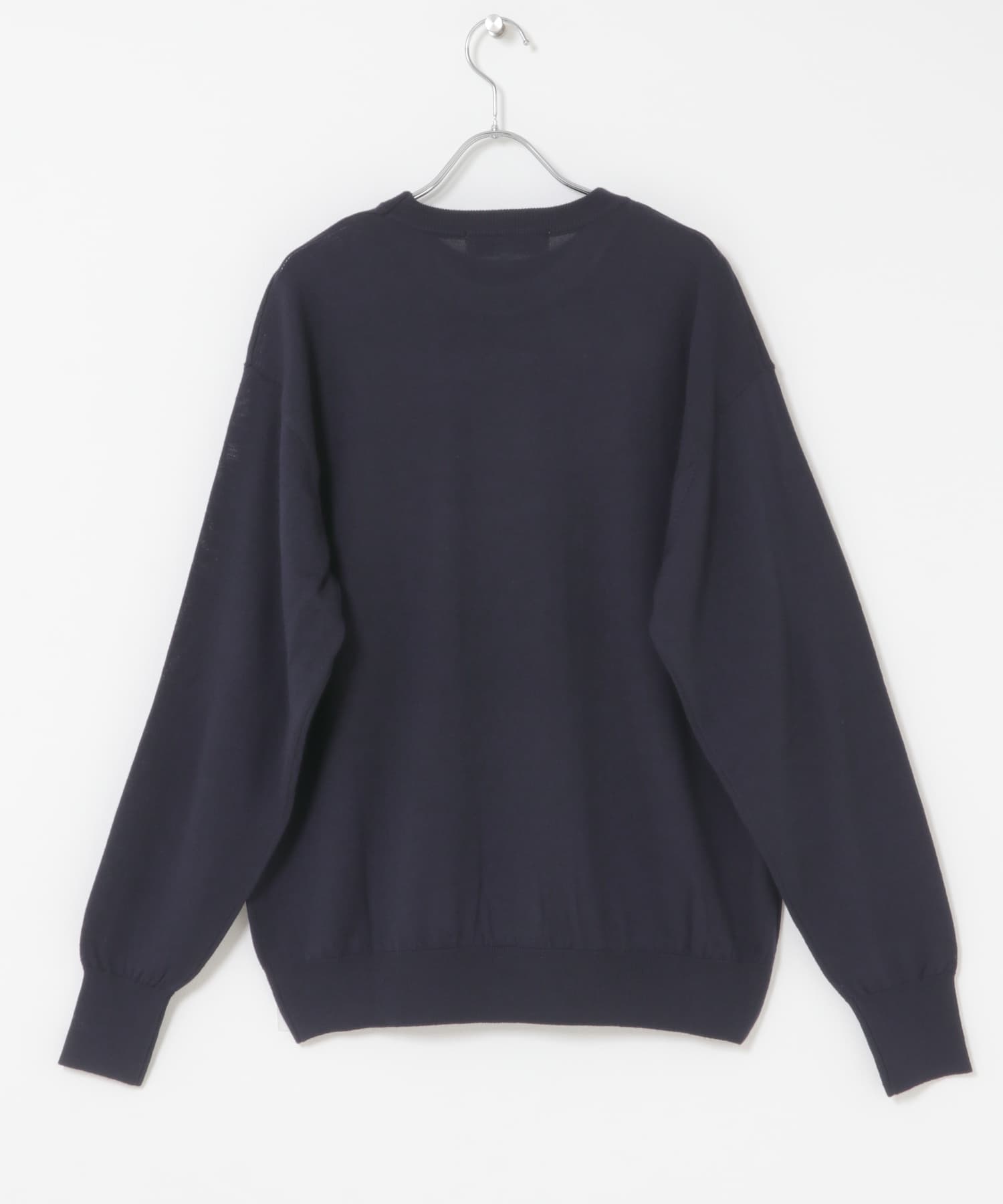 イタリア糸メリノウールクルーニット NAVY M