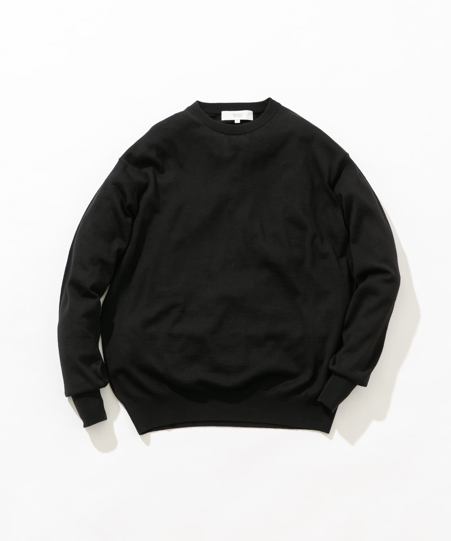 イタリア糸メリノウールクルーニット BLACK M
