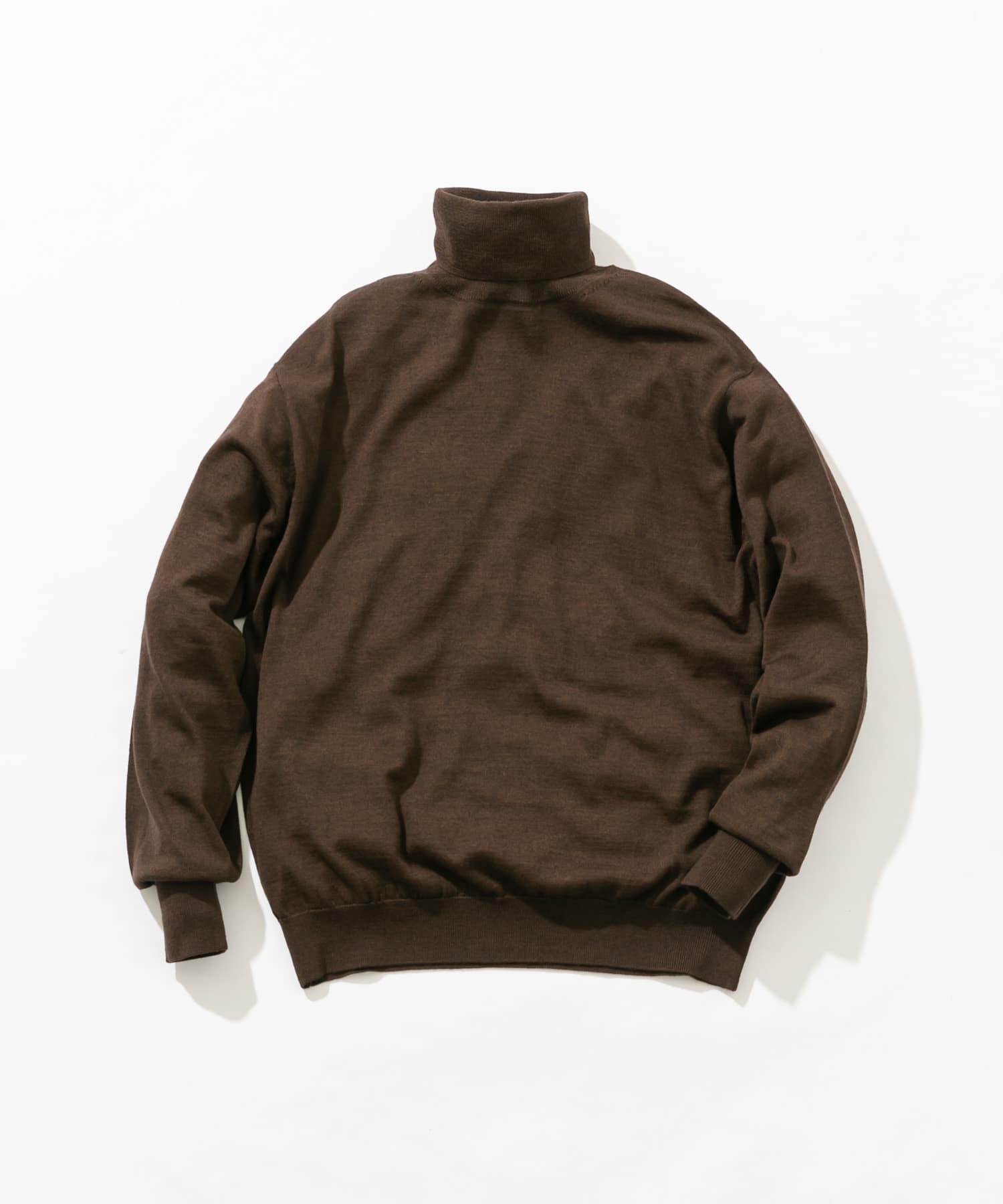 イタリア糸メリノウールタートルネックニット DARK BROWN M