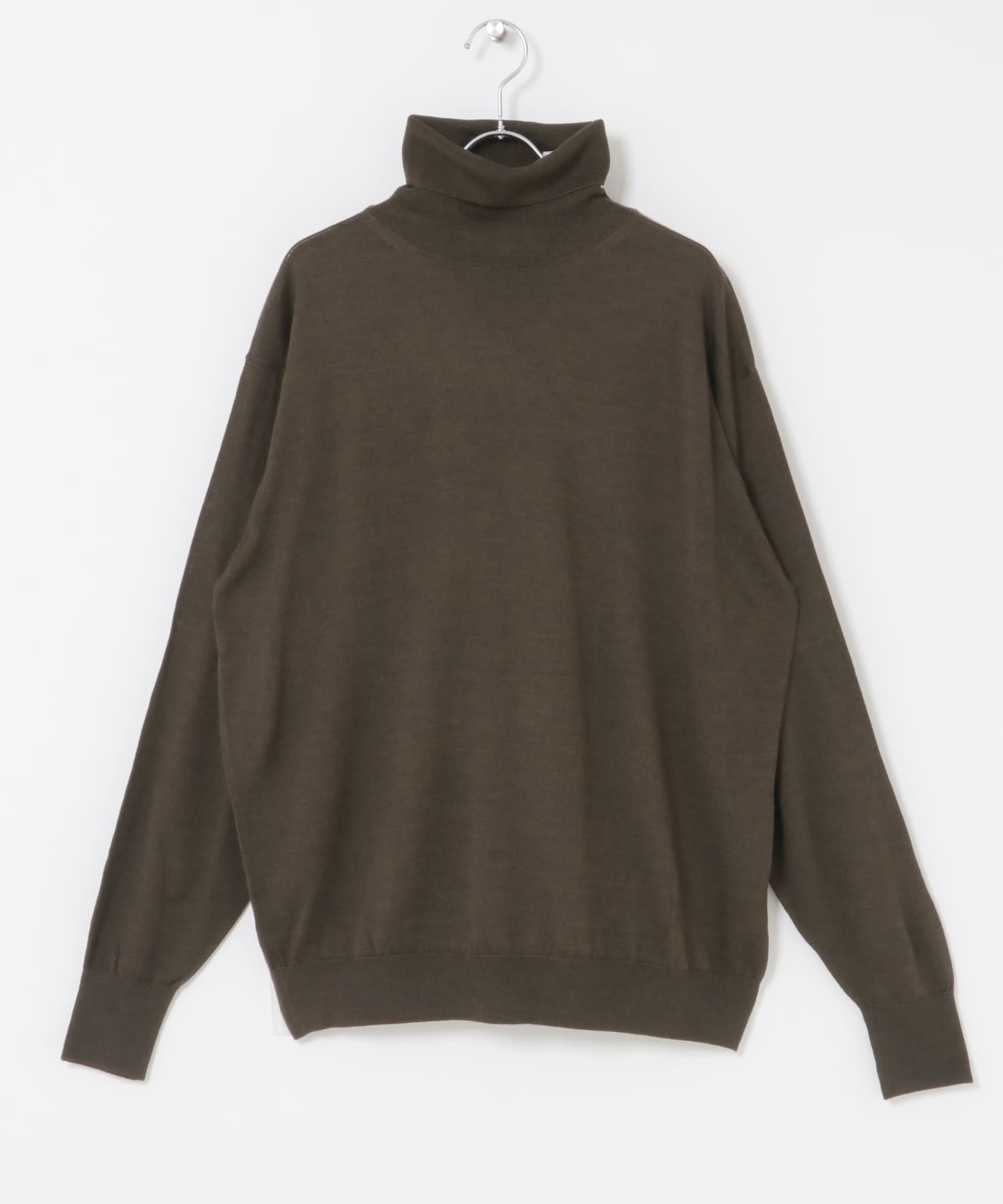 イタリア糸メリノウールタートルネックニット DARK BROWN M