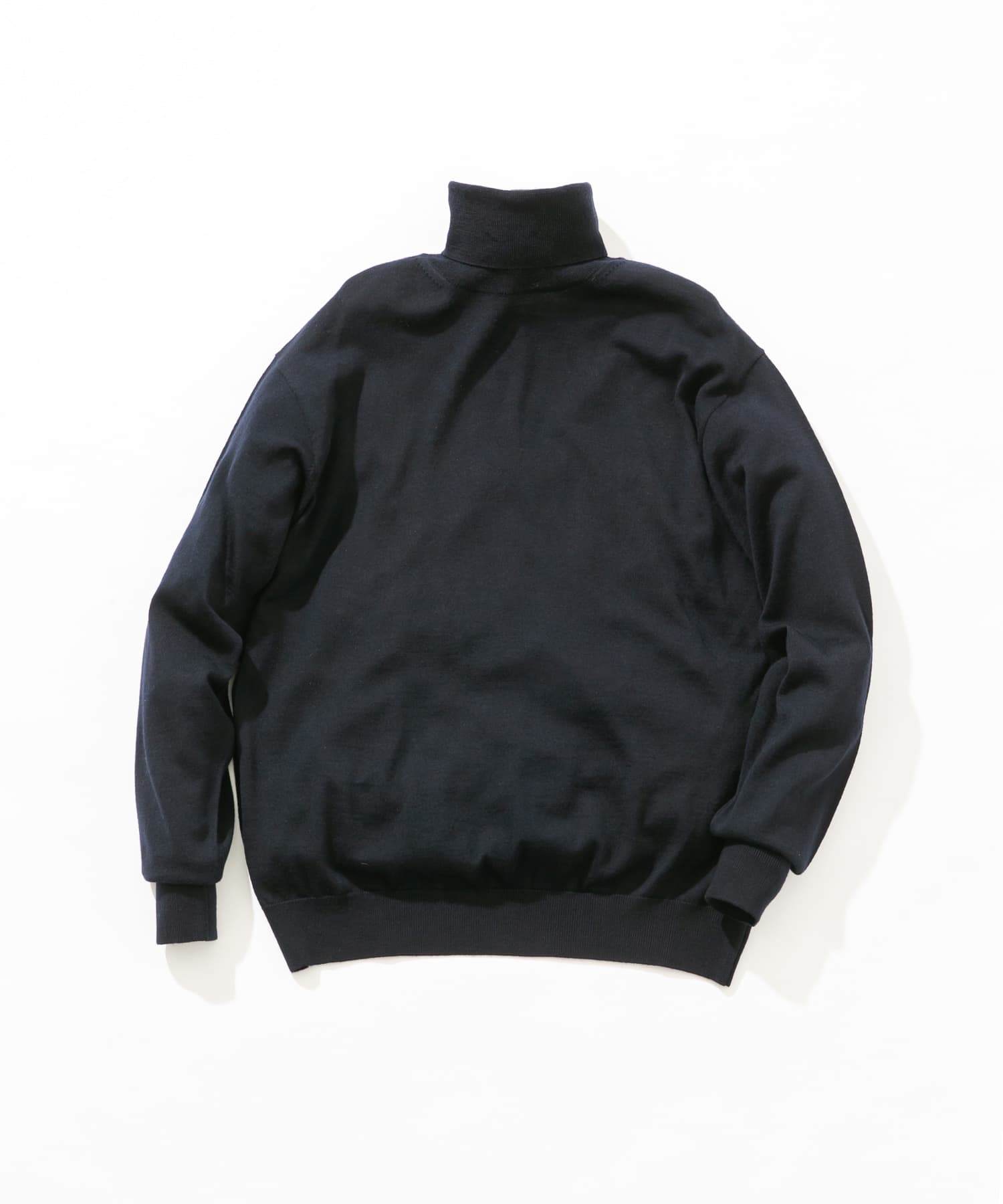 イタリア糸メリノウールタートルネックニット NAVY M