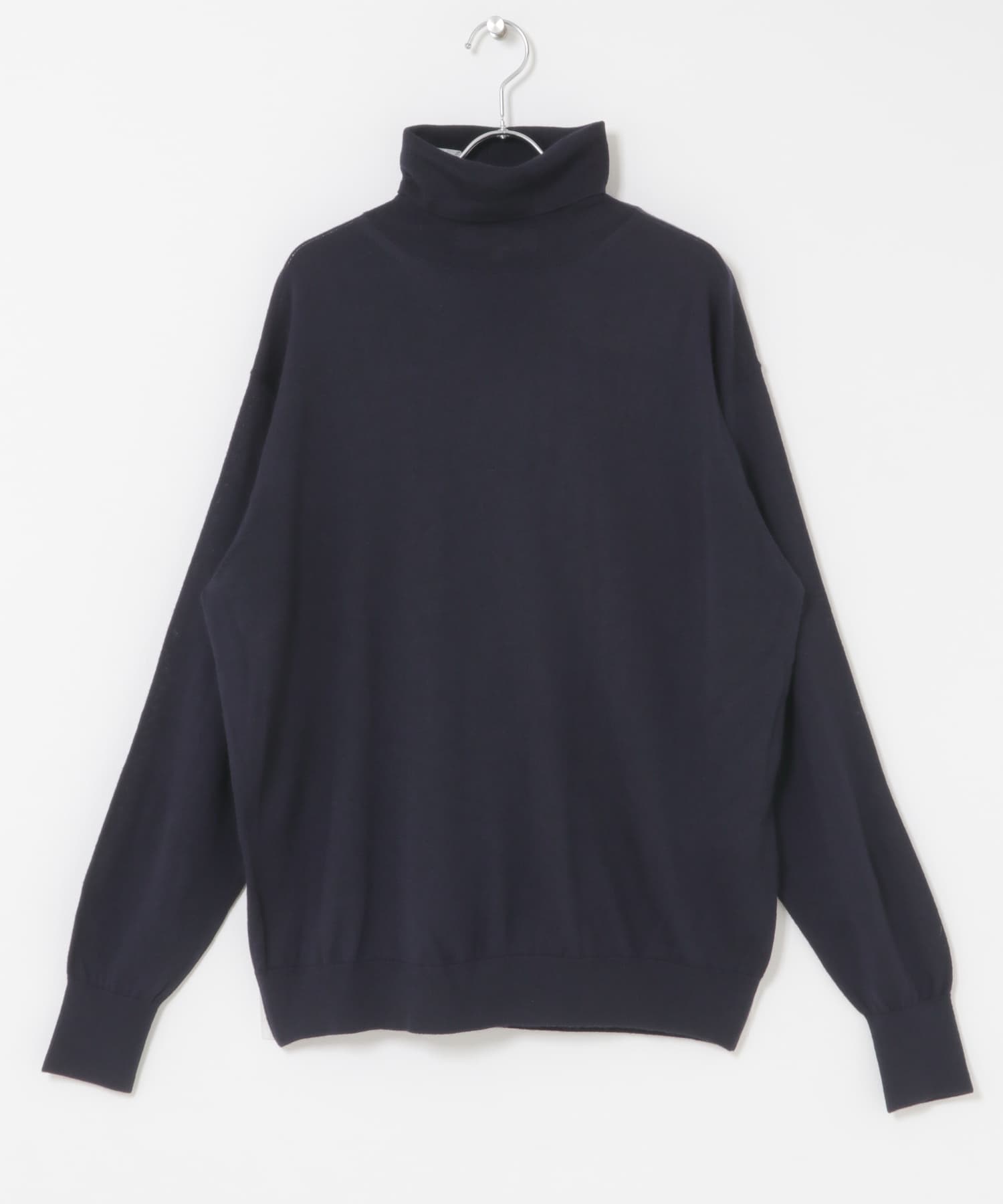 イタリア糸メリノウールタートルネックニット NAVY M