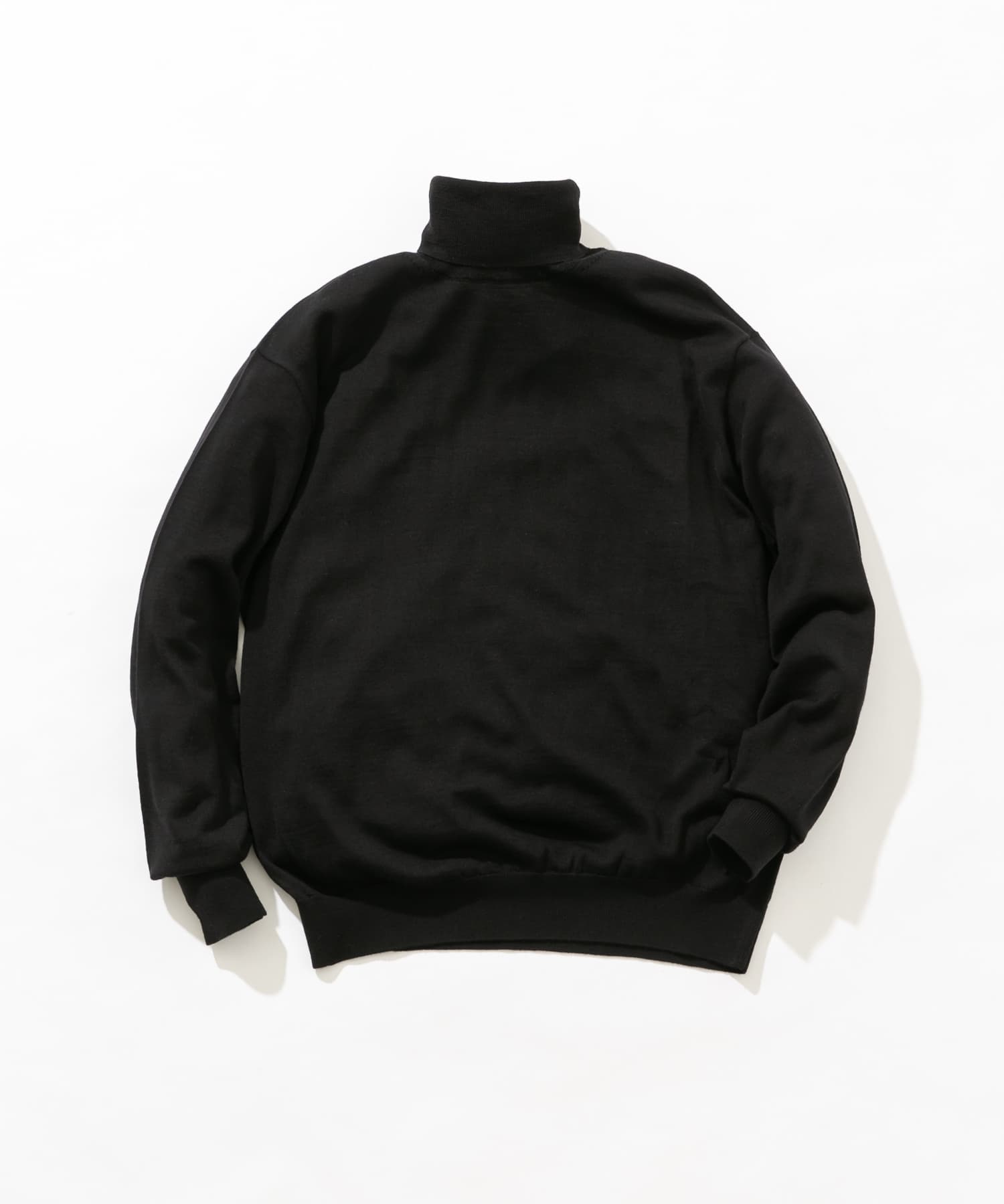 イタリア糸メリノウールタートルネックニット BLACK L