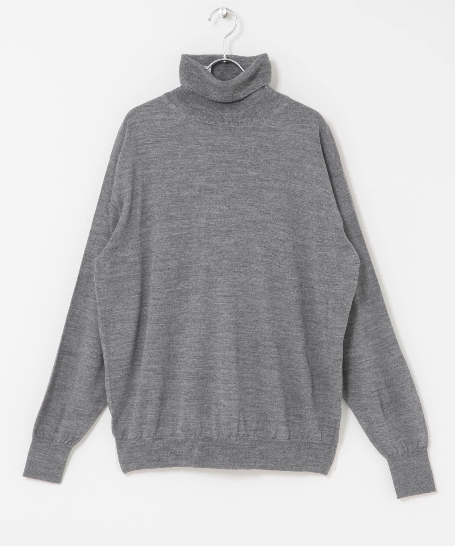 イタリア糸メリノウールタートルネックニット GRAY M