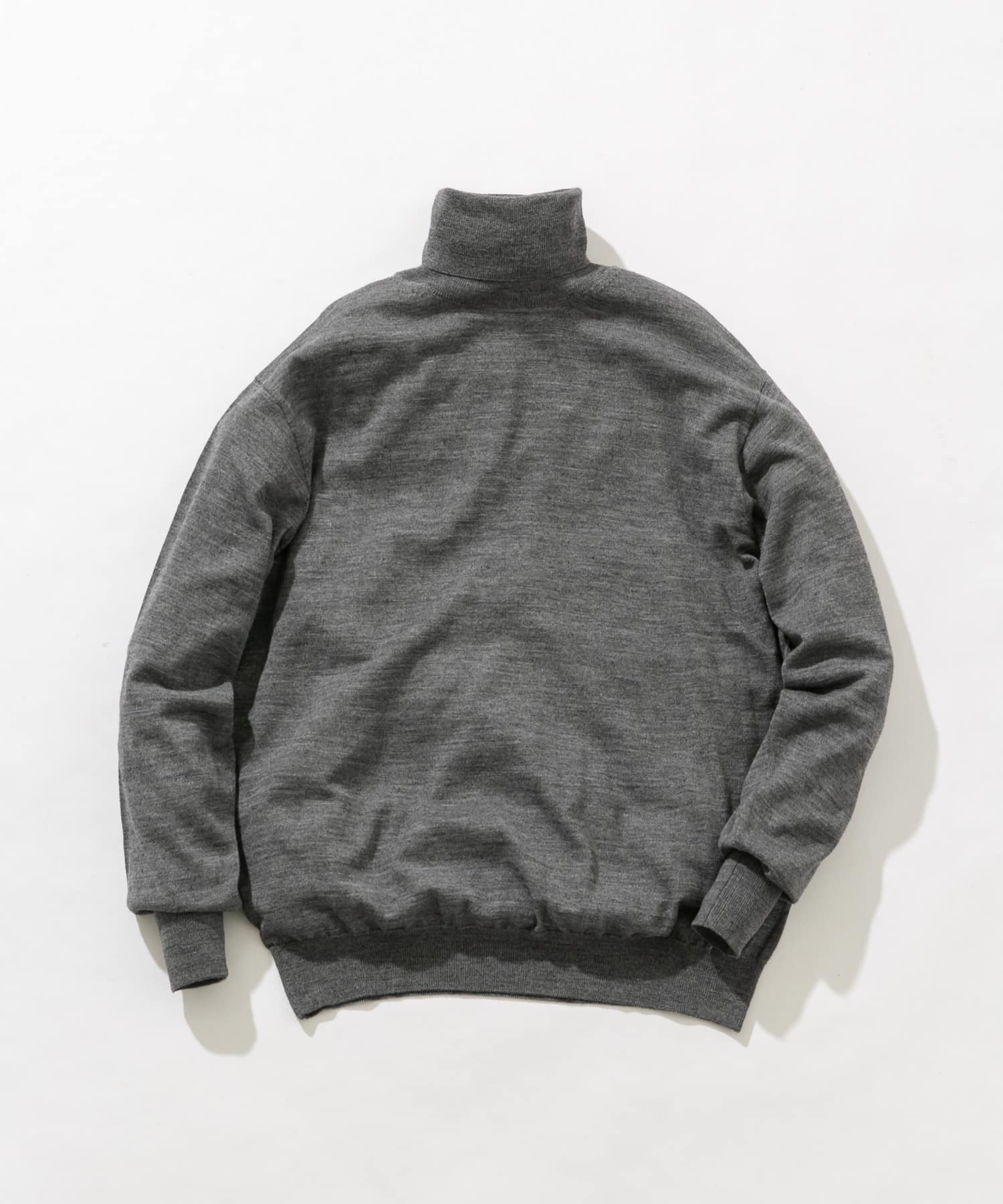 イタリア糸メリノウールタートルネックニット GRAY L