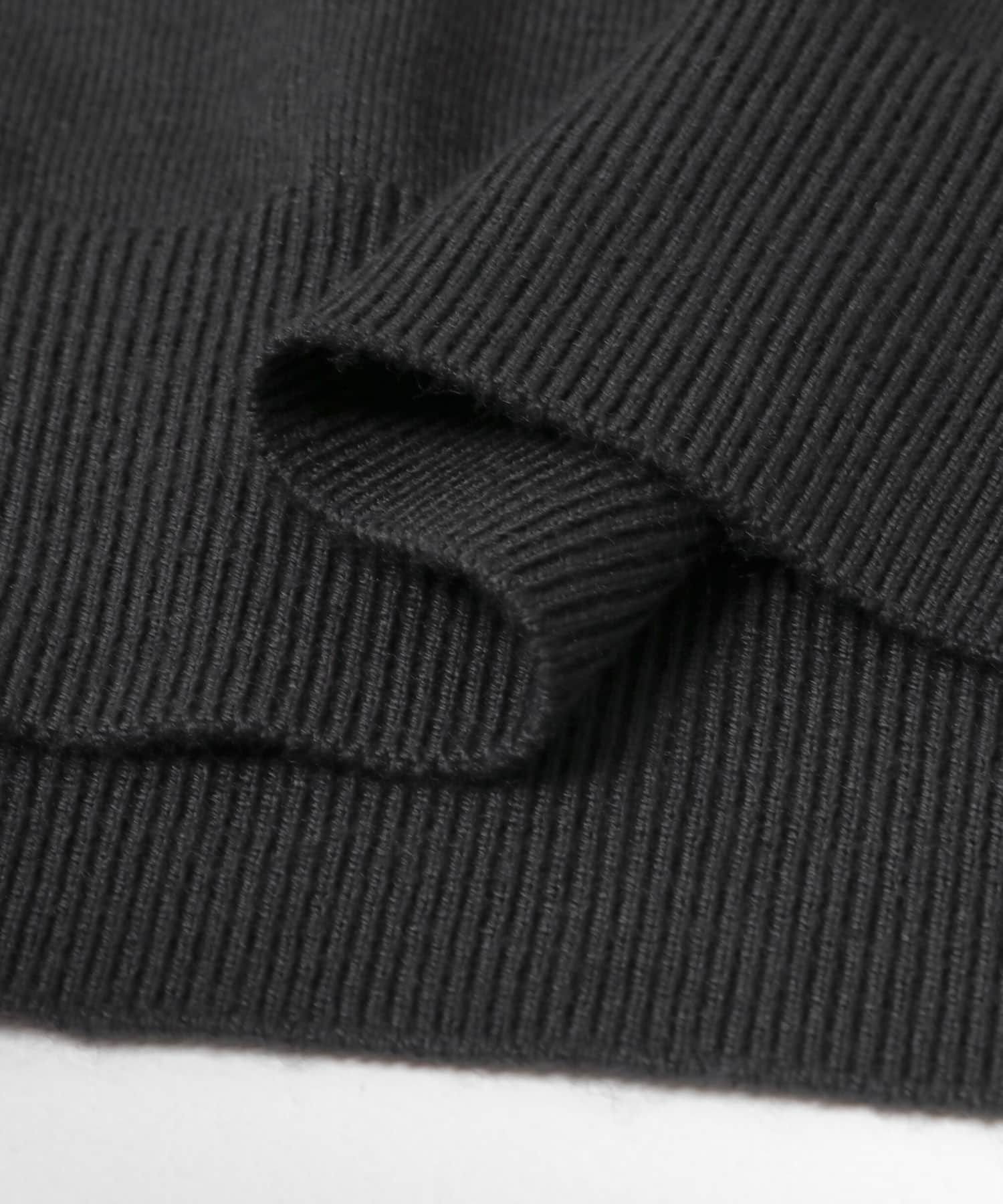 イタリア糸メリノウールニットポロシャツ BLACK M