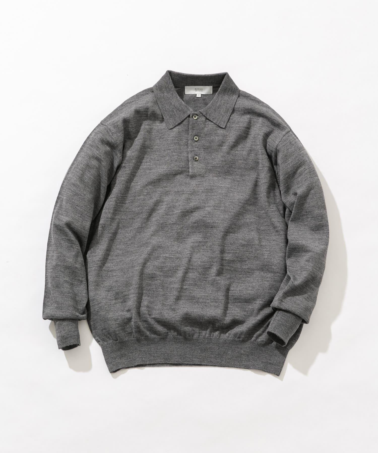 イタリア糸メリノウールニットポロシャツ GRAY M