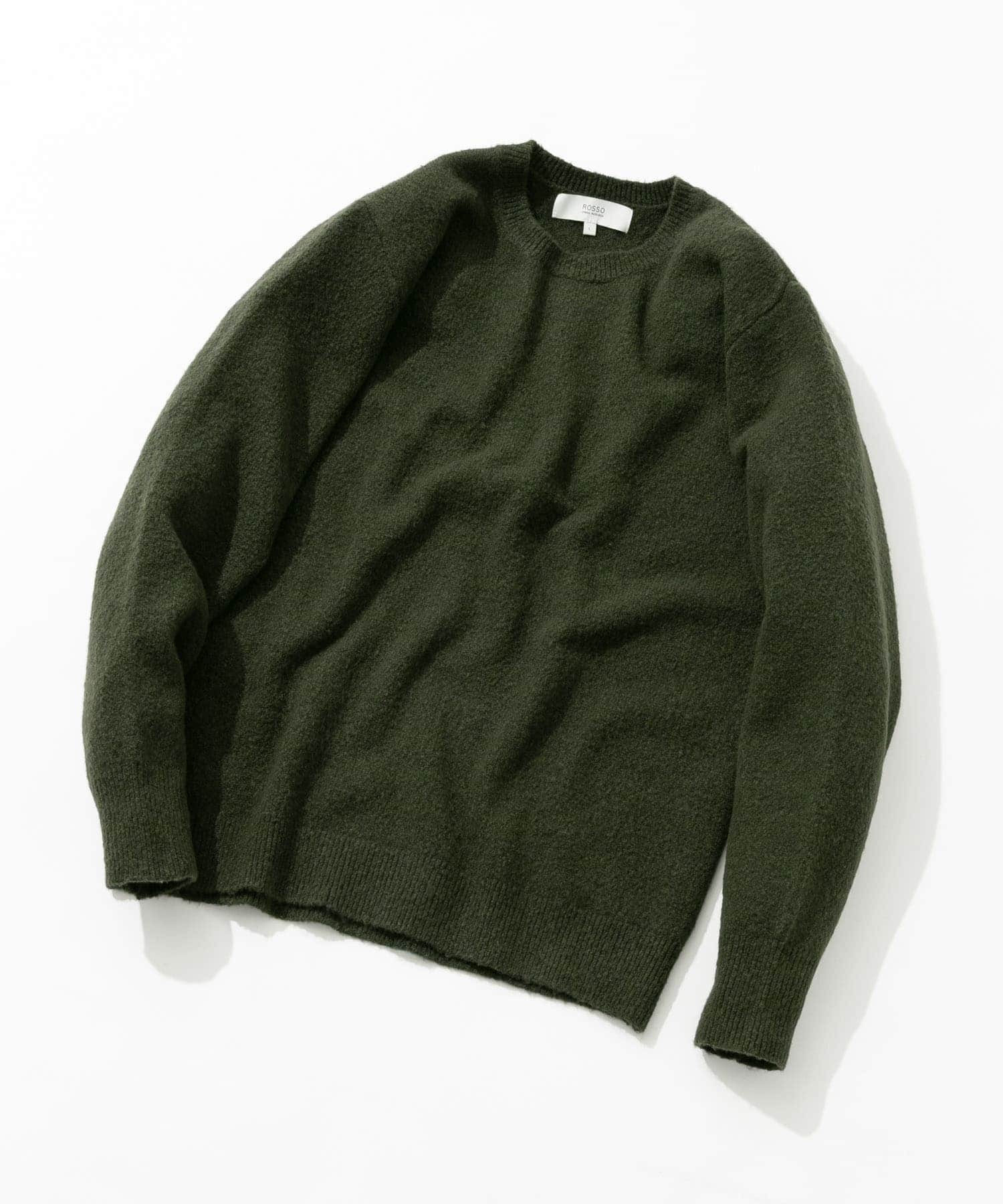 ブークレストレッチクルーニット KHAKI M