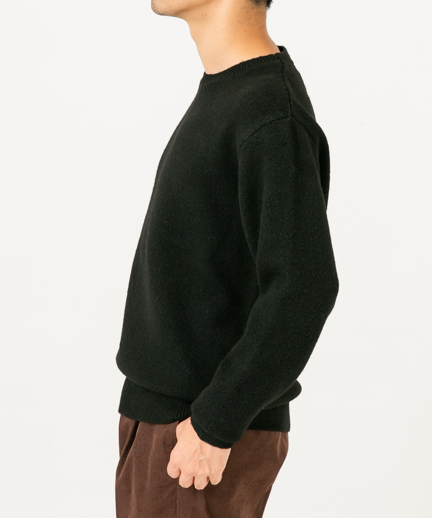 ブークレストレッチクルーニット BLACK S