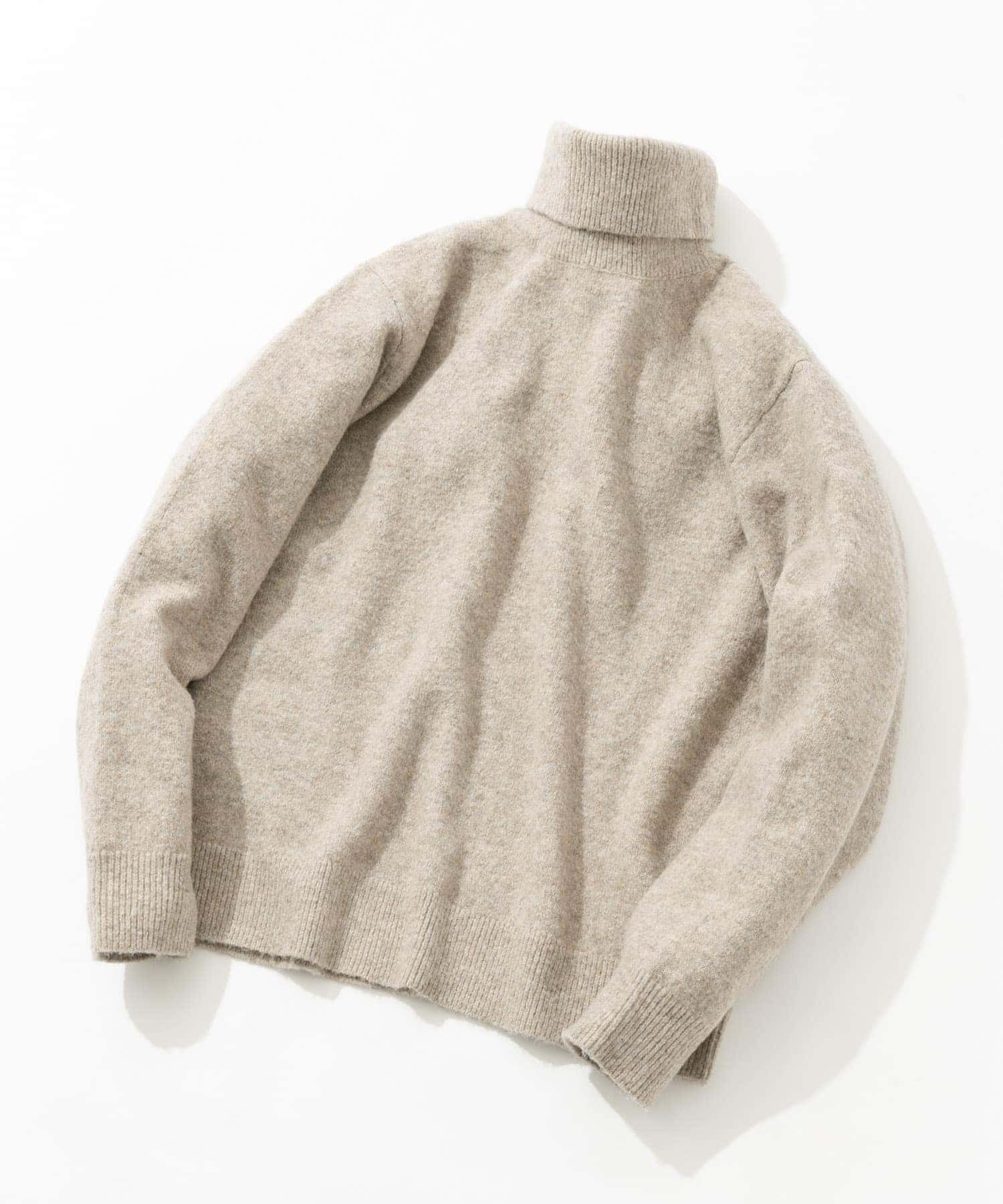 ブークレストレッチタートルニット GREIGE M