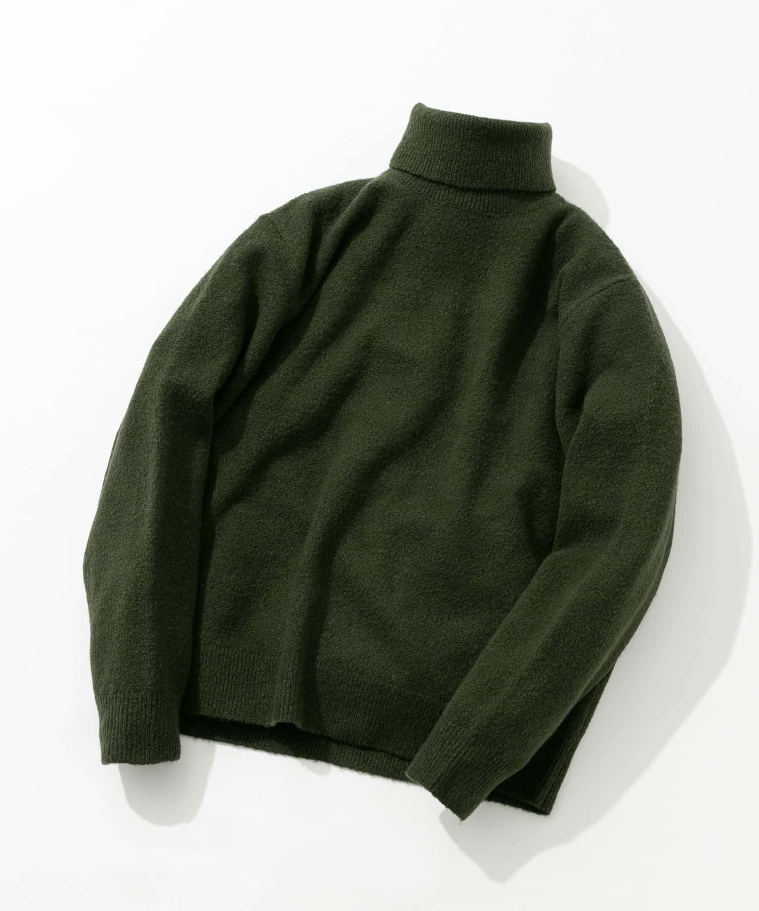 ブークレストレッチタートルニット KHAKI M