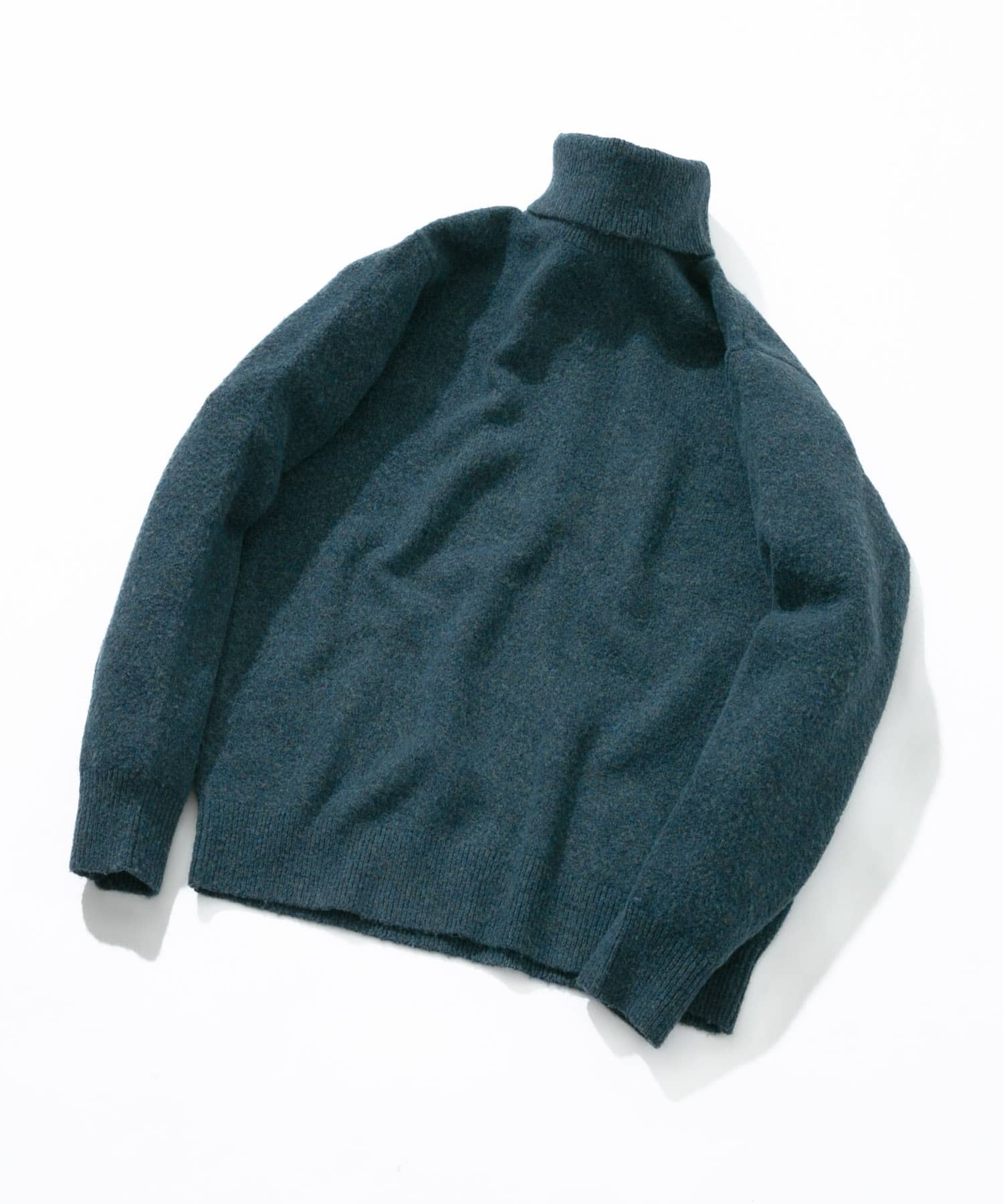 ブークレストレッチタートルニット BLUE M