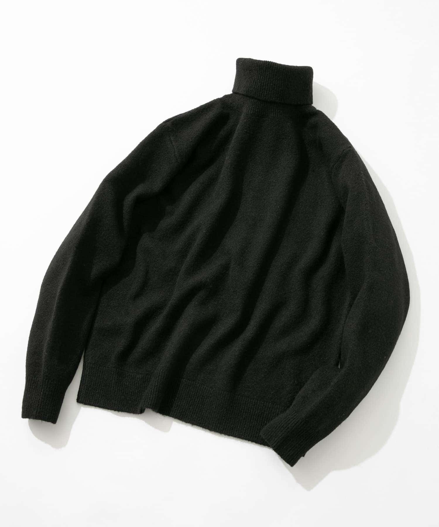 ブークレストレッチタートルニット BLACK S