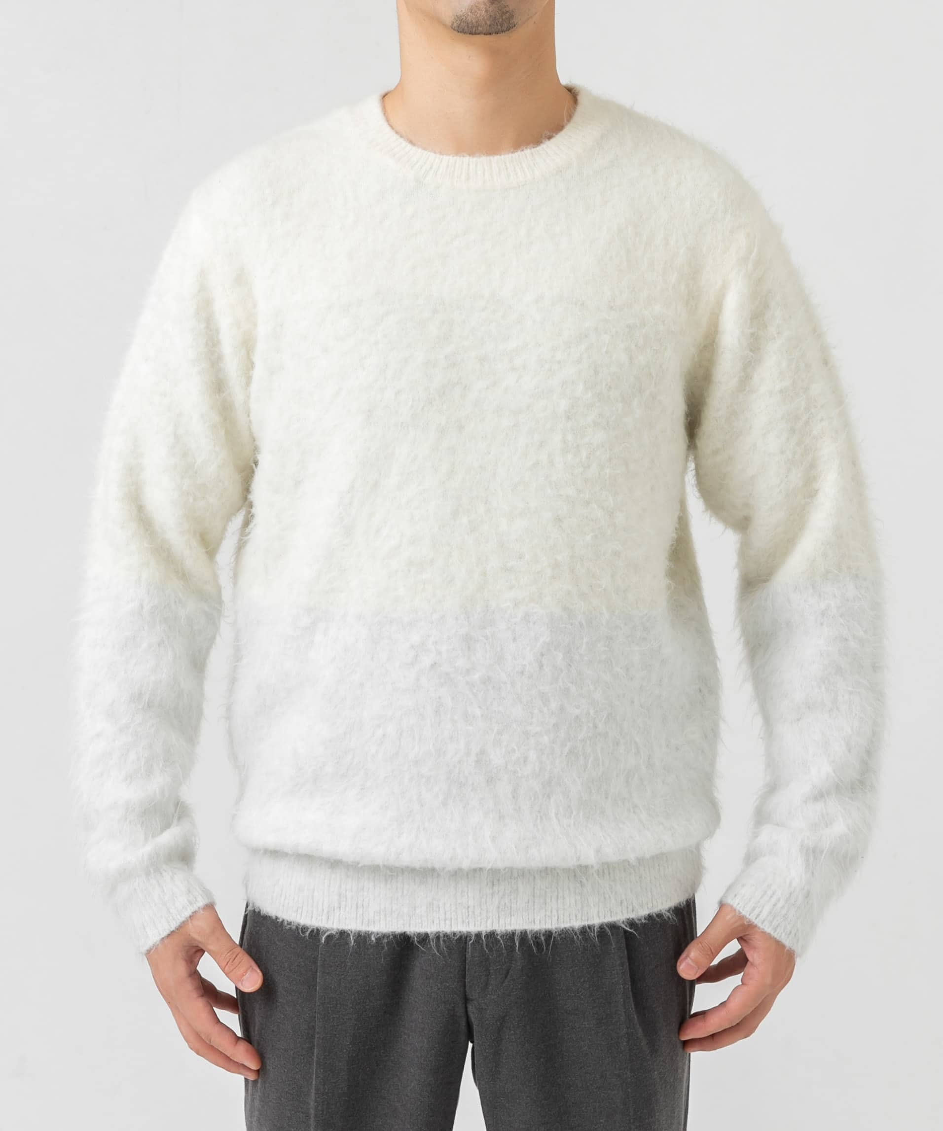 グラデーションシャギーニット IVORY M