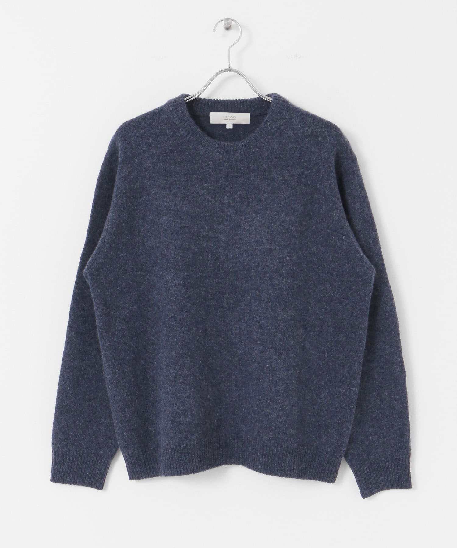 『XLサイズあり』シェットランドウールクルーネックニット INDIGO S