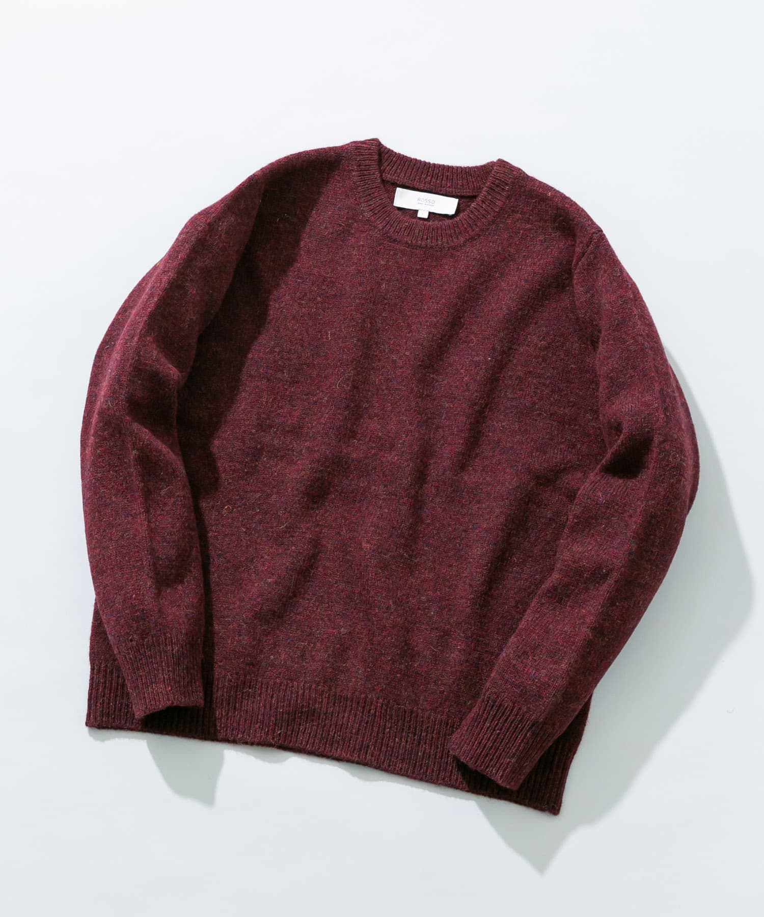 『XLサイズあり』シェットランドウールクルーネックニット WINE S