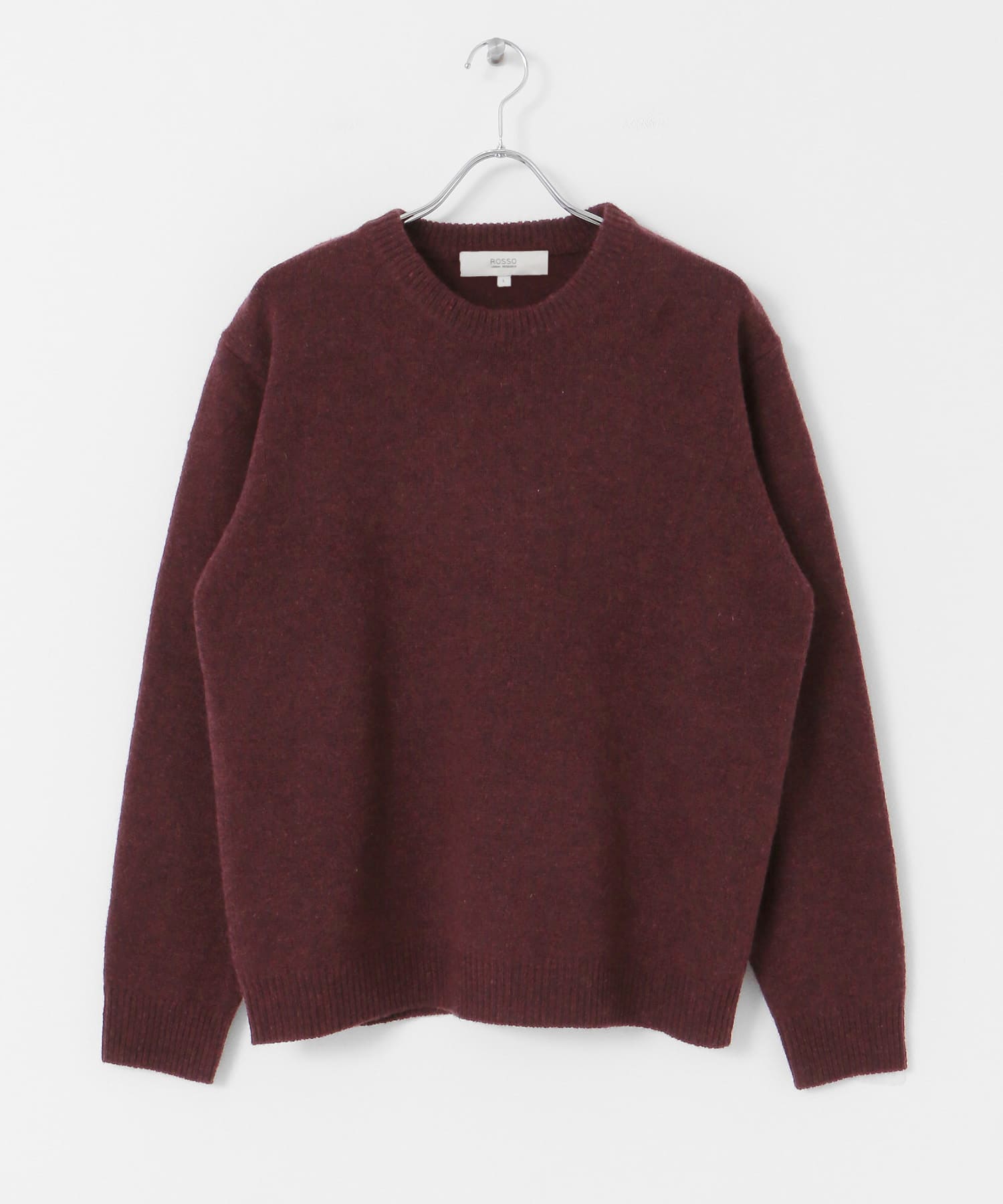 『XLサイズあり』シェットランドウールクルーネックニット WINE S