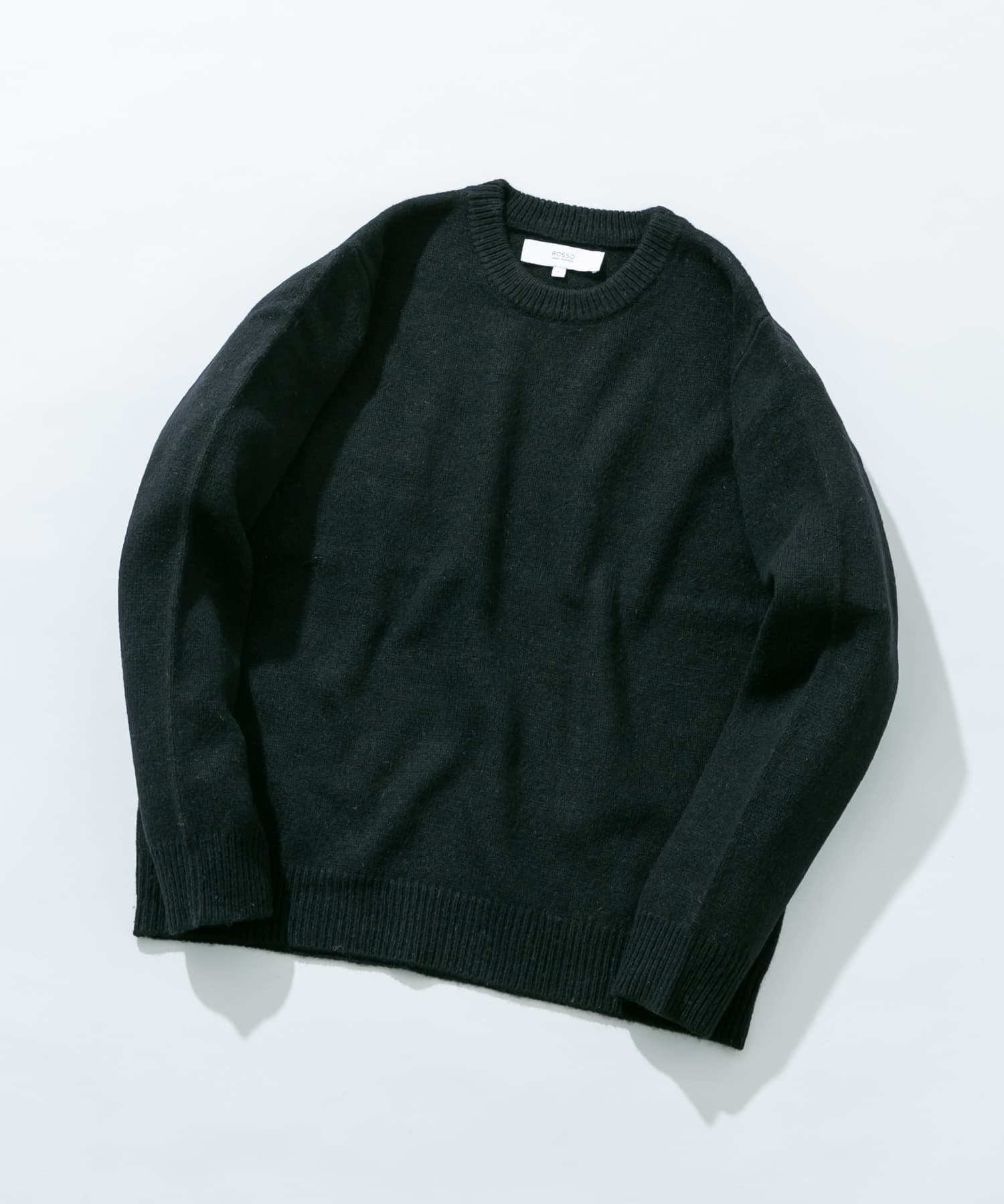 『XLサイズあり』シェットランドウールクルーネックニット BLACK S