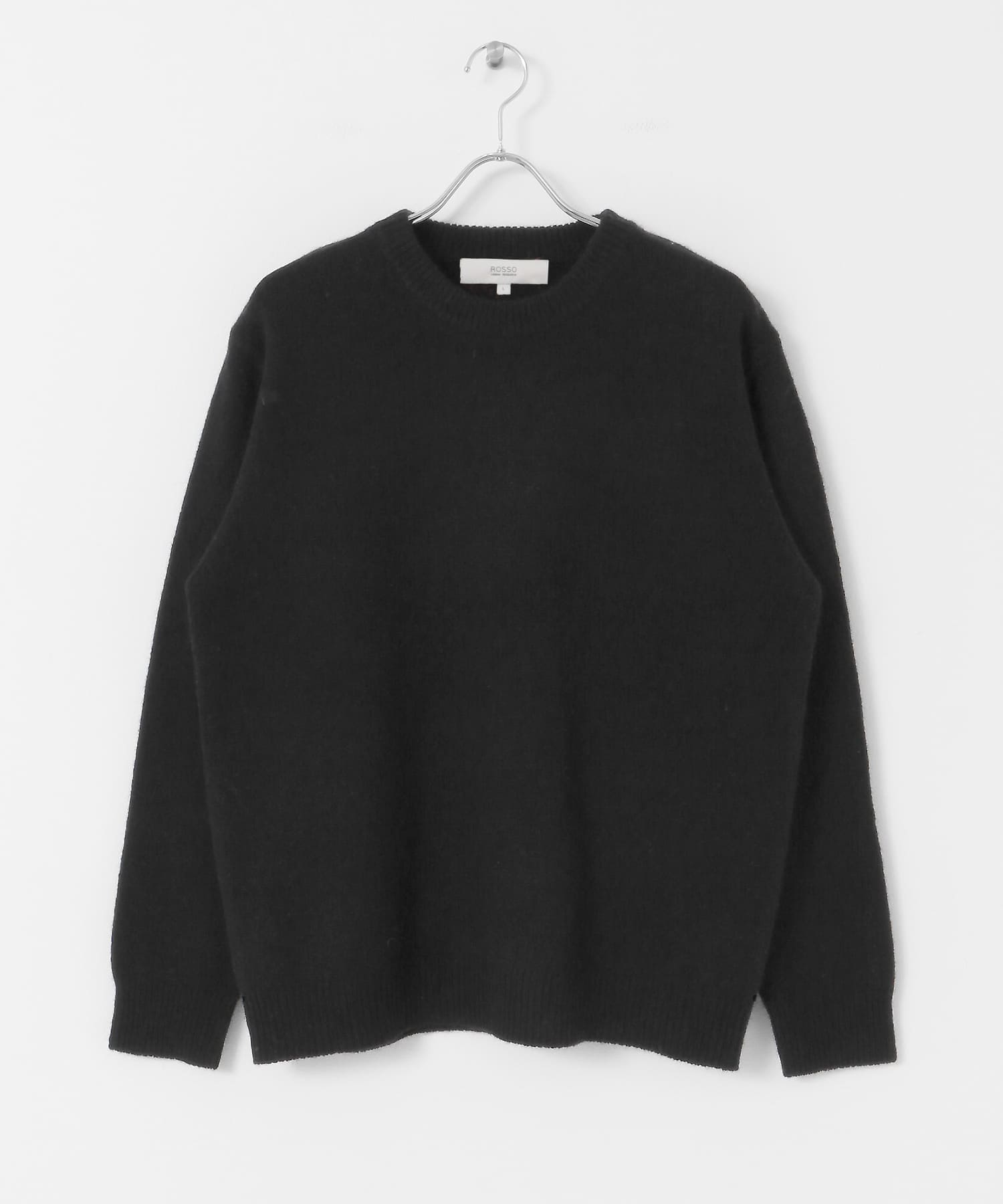 『XLサイズあり』シェットランドウールクルーネックニット BLACK S