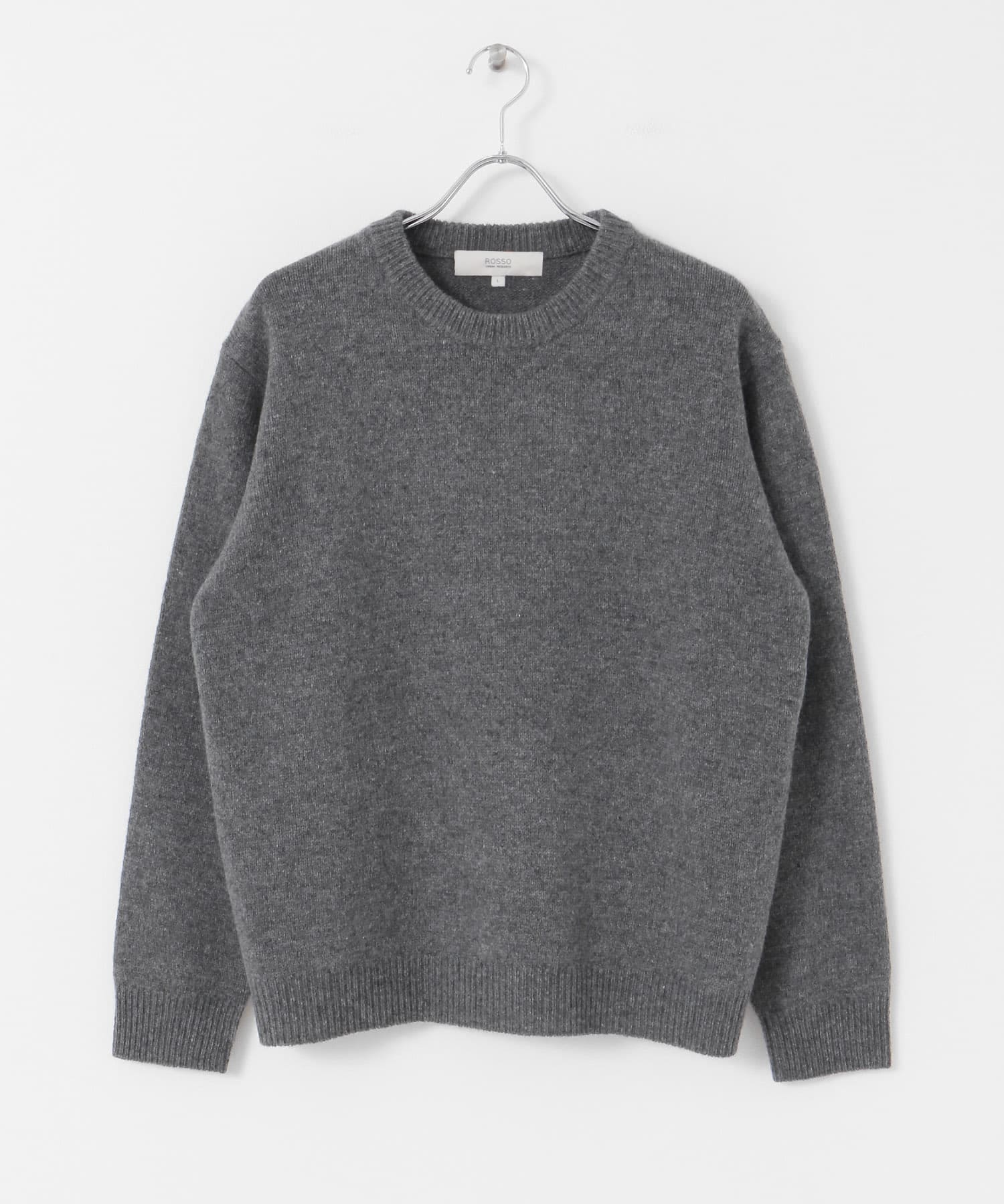 『XLサイズあり』シェットランドウールクルーネックニット GRAY S