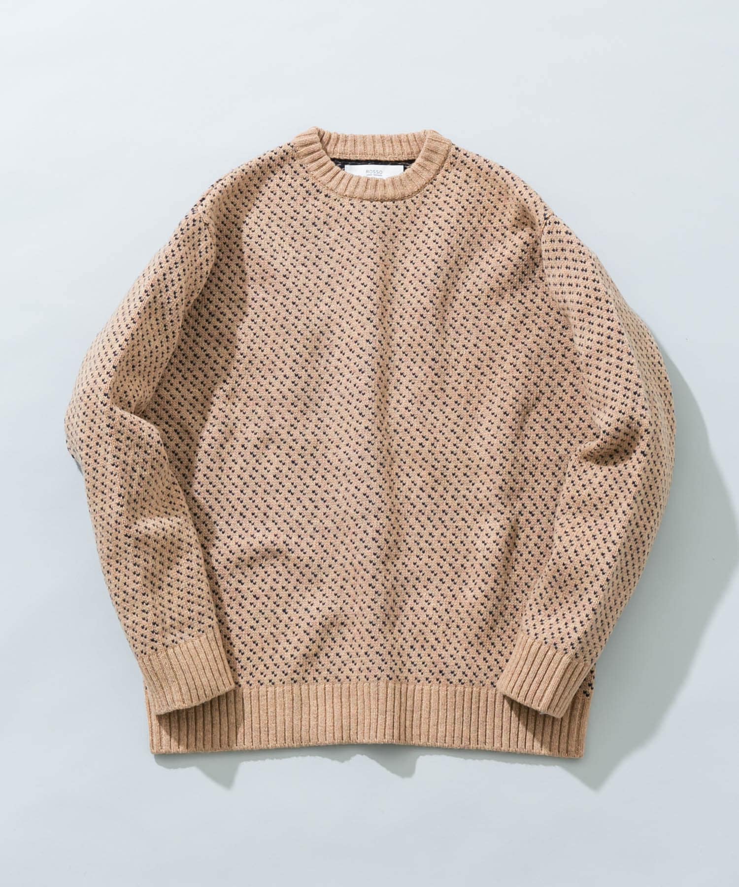 『XLサイズあり』バーズアイ柄クルーネックニット