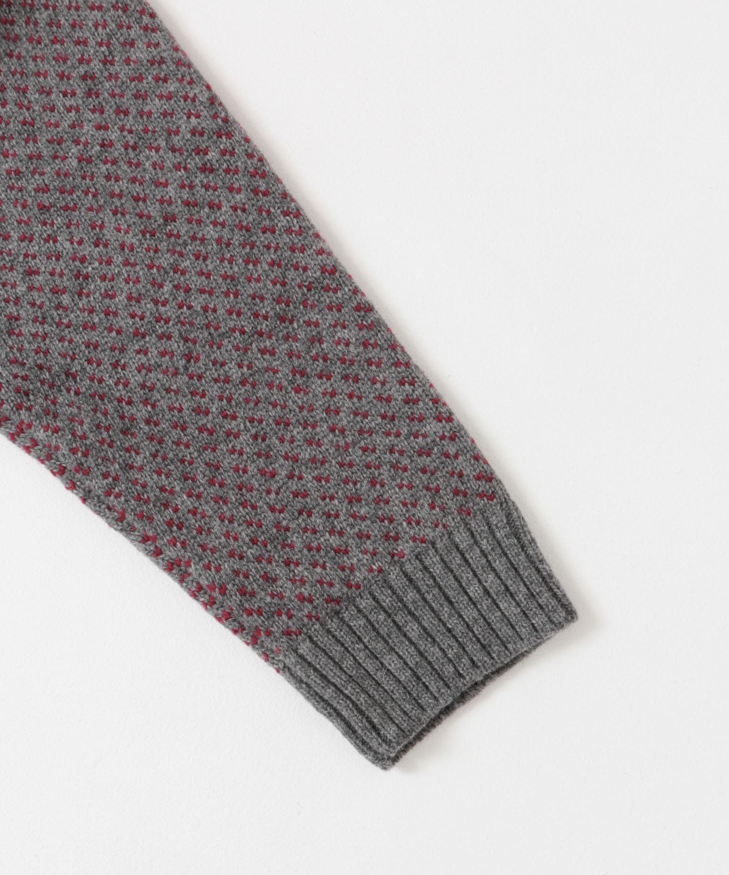 『XLサイズあり』バーズアイ柄クルーニットカーディガン GRAY S