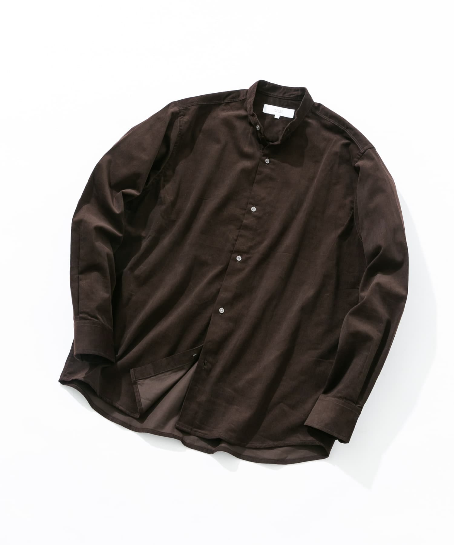 アーバンリラックスコーデュロイバンドシャツ DARK BROWN S