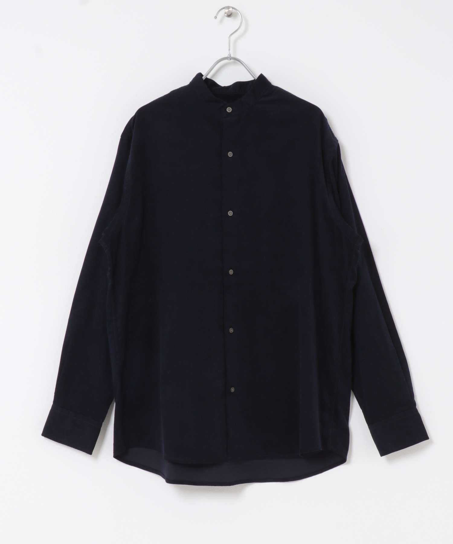アーバンリラックスコーデュロイバンドシャツ NAVY S