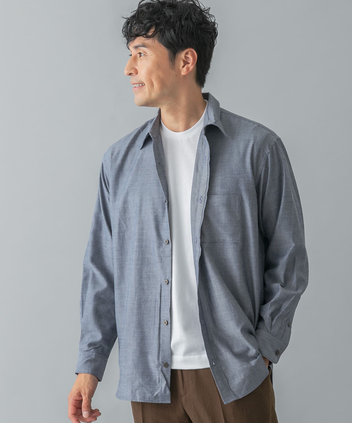 『蓄熱 / XLサイズあり』アーバンリラックスサーモネルレギュラーシャツ