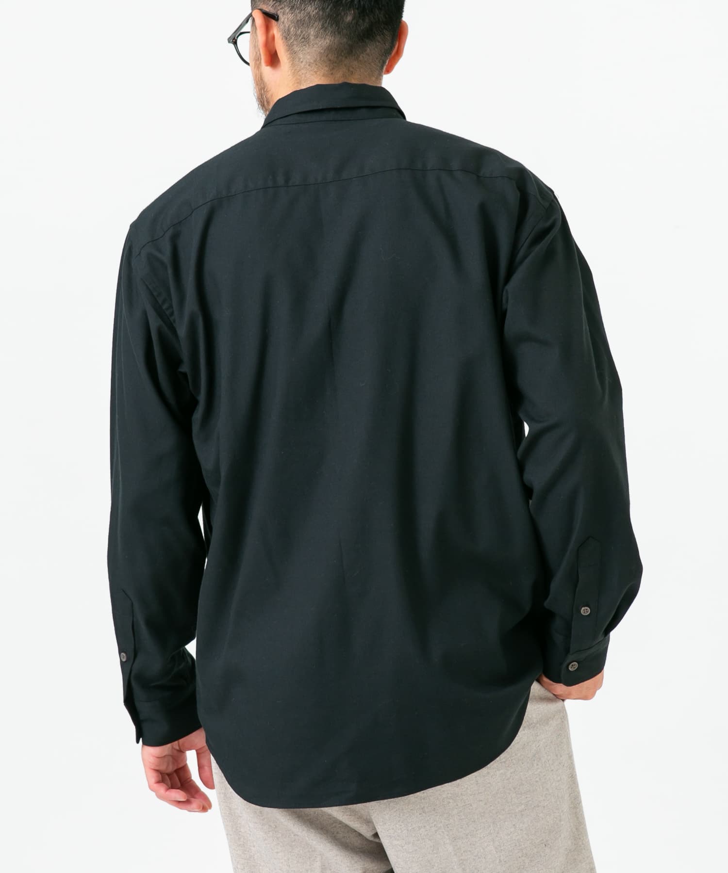 『蓄熱 / XLサイズあり』アーバンリラックスサーモネルレギュラーシャツ BLACK M