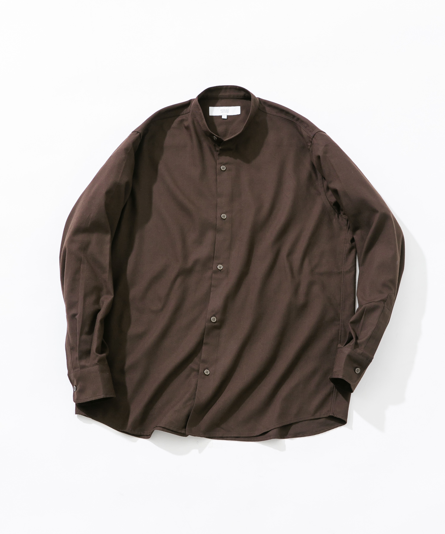 『蓄熱 / XLサイズあり』アーバンリラックスサーモネルバンドカラーシャツ DARK BROWN S