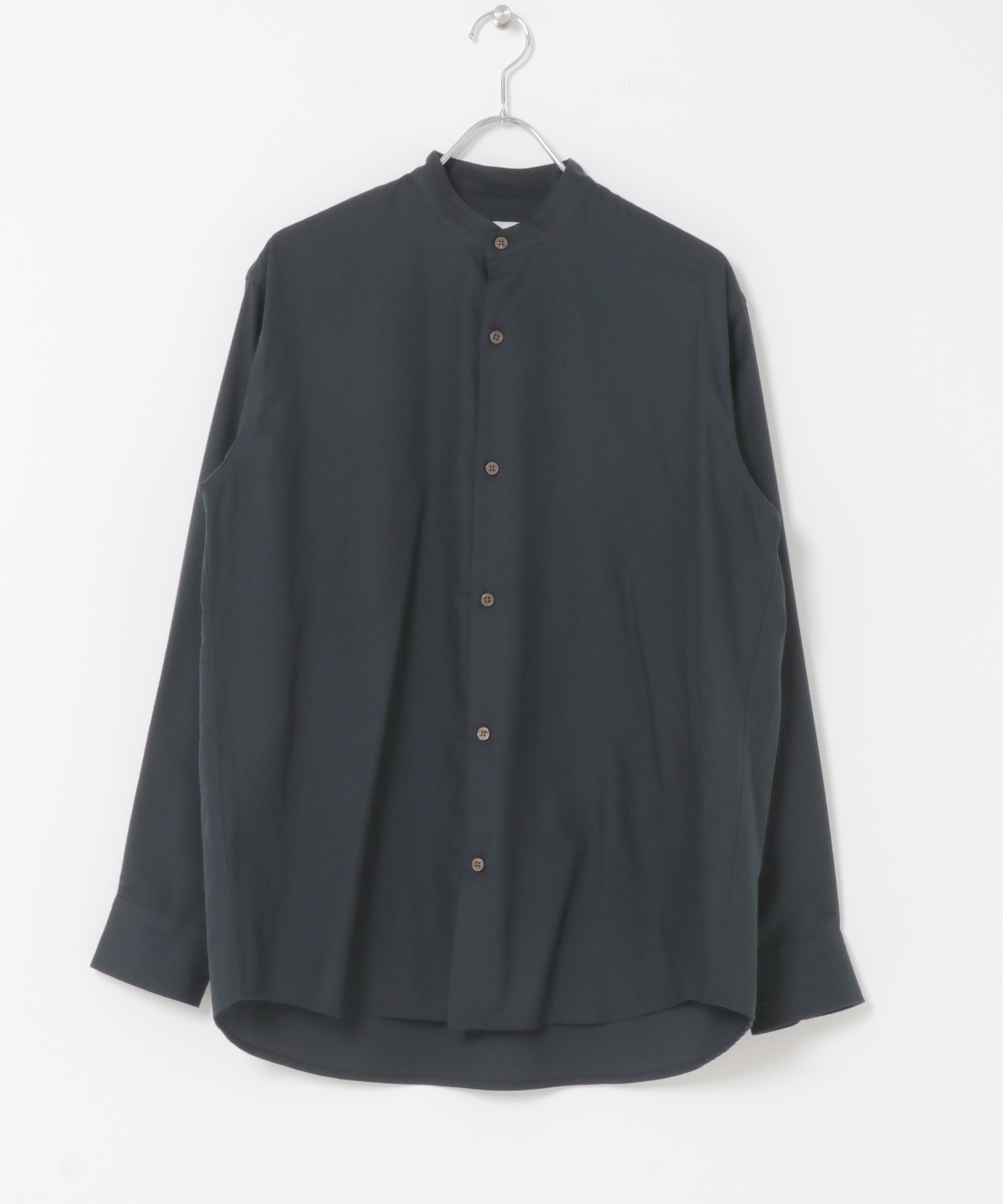 『蓄熱 / XLサイズあり』アーバンリラックスサーモネルバンドカラーシャツ NAVY S