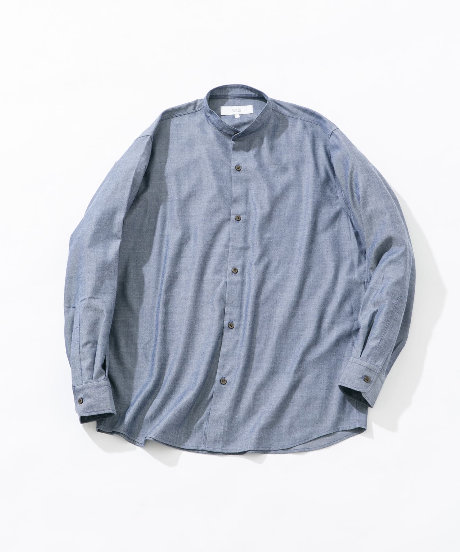 『蓄熱 / XLサイズあり』アーバンリラックスサーモネルバンドカラーシャツ INDIGO S