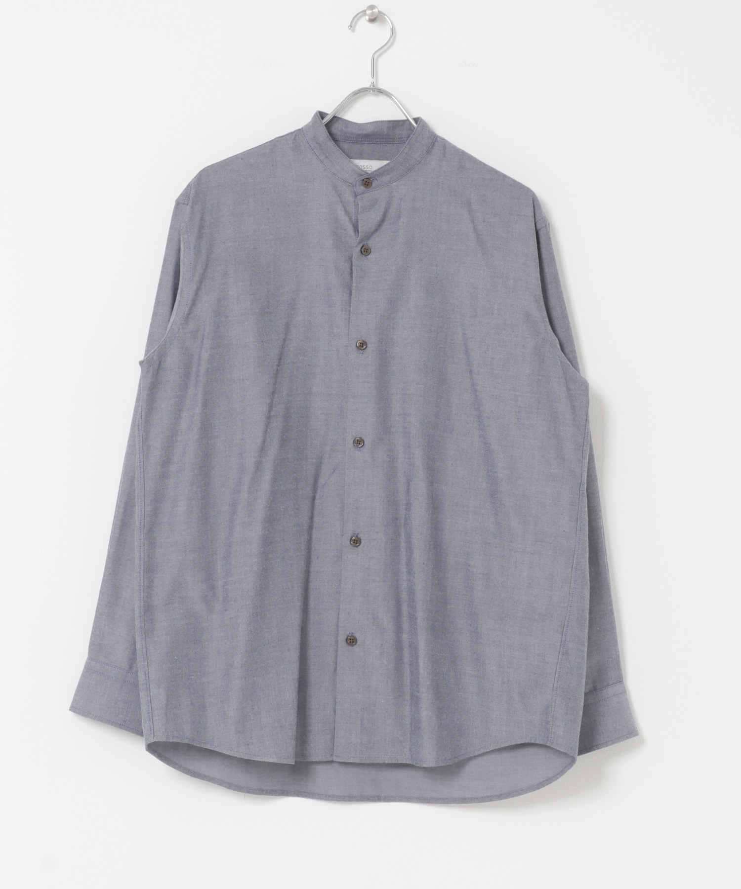 『蓄熱 / XLサイズあり』アーバンリラックスサーモネルバンドカラーシャツ INDIGO S