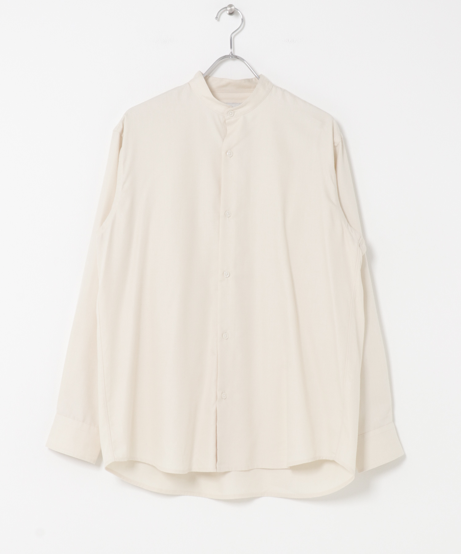 『蓄熱 / XLサイズあり』アーバンリラックスサーモネルバンドカラーシャツ IVORY S
