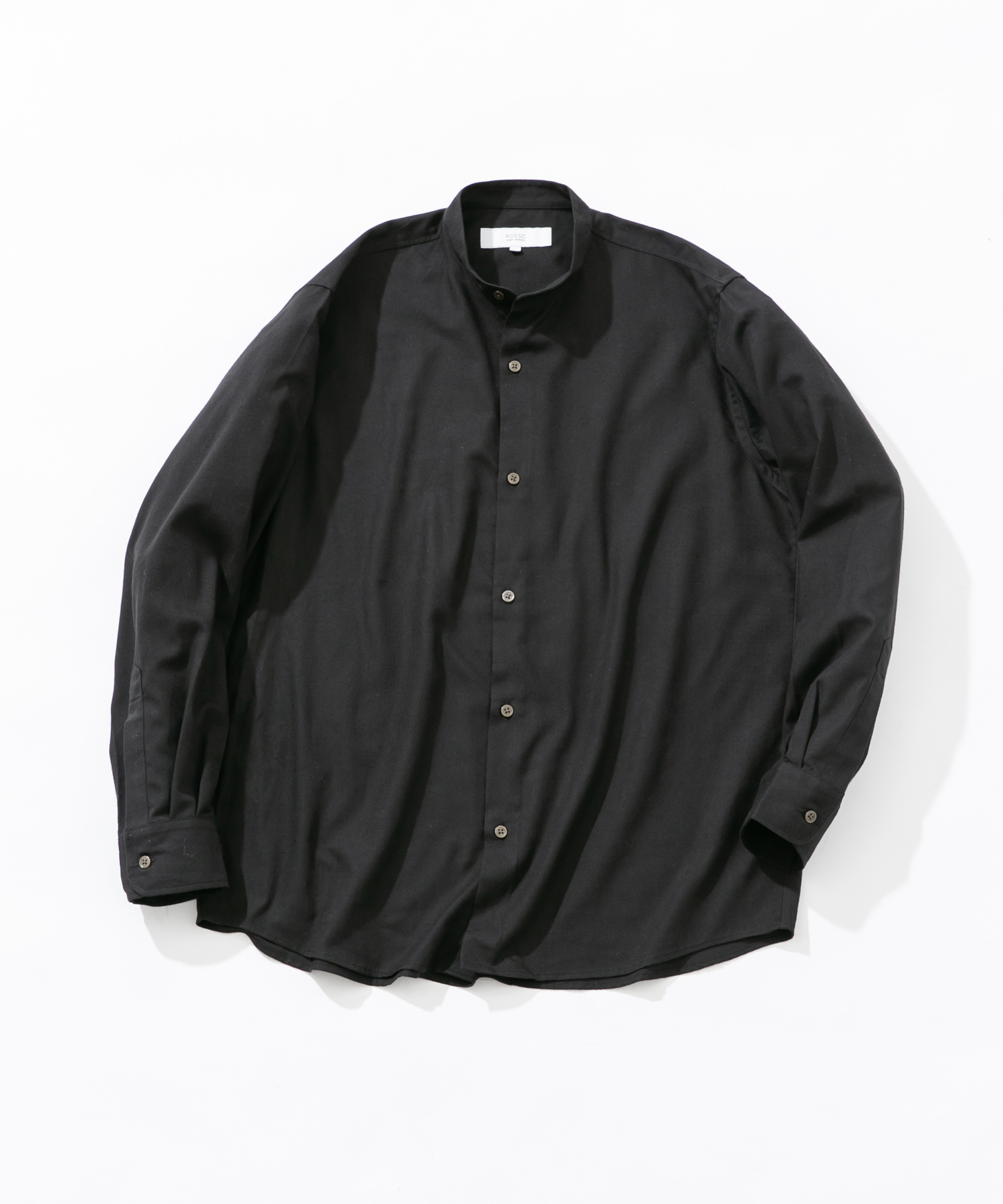 『蓄熱 / XLサイズあり』アーバンリラックスサーモネルバンドカラーシャツ BLACK S
