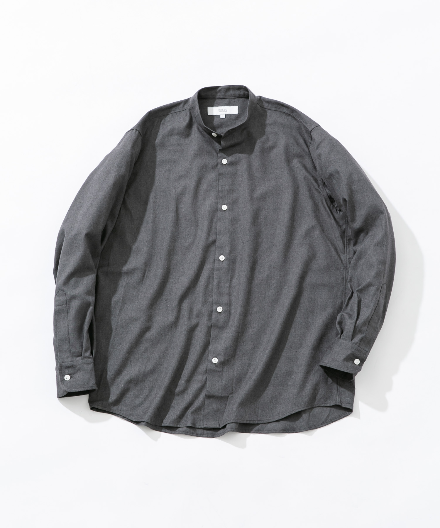 『蓄熱 / XLサイズあり』アーバンリラックスサーモネルバンドカラーシャツ LIGHT GRAY S