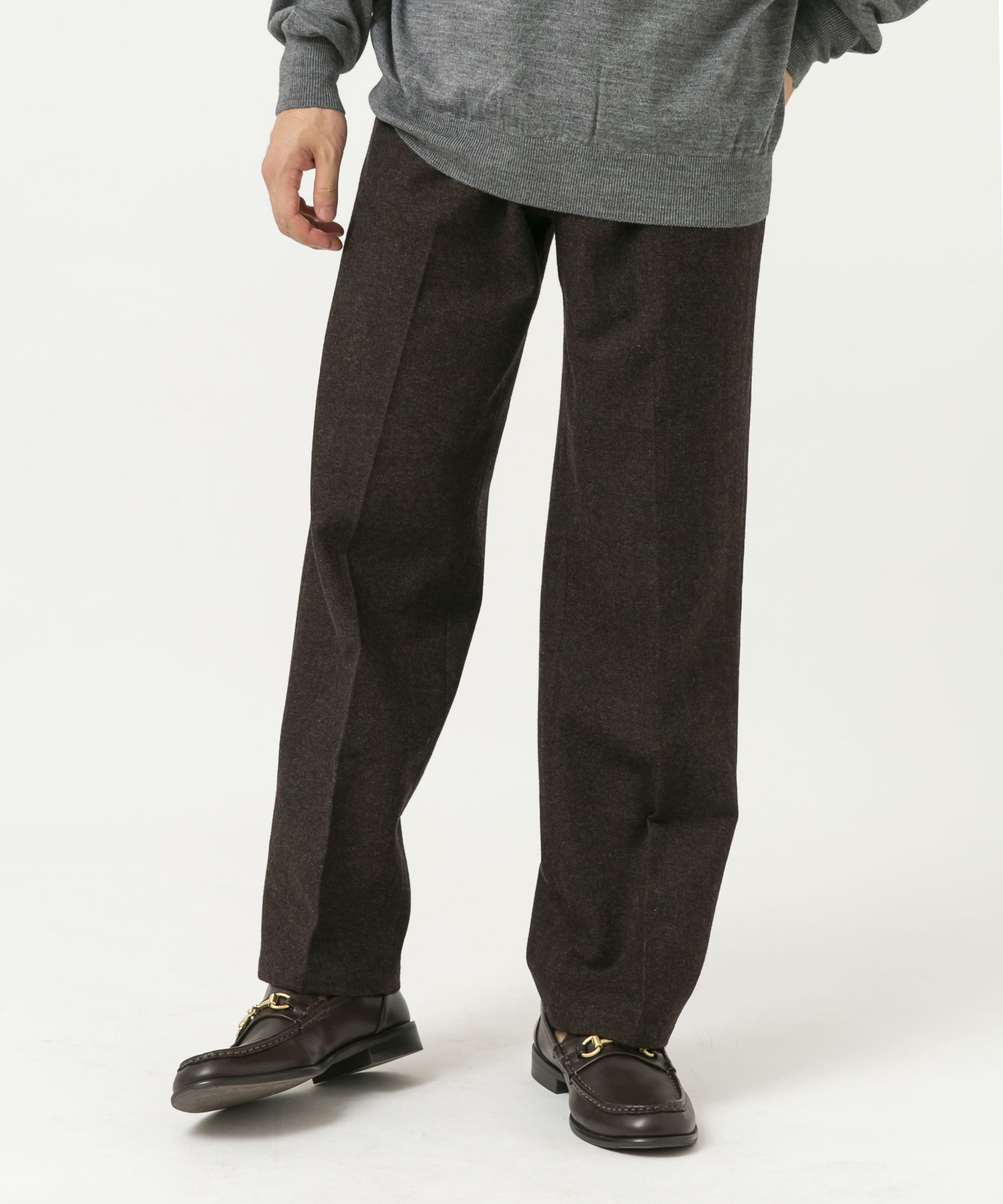 ウールツイードワイドパンツ