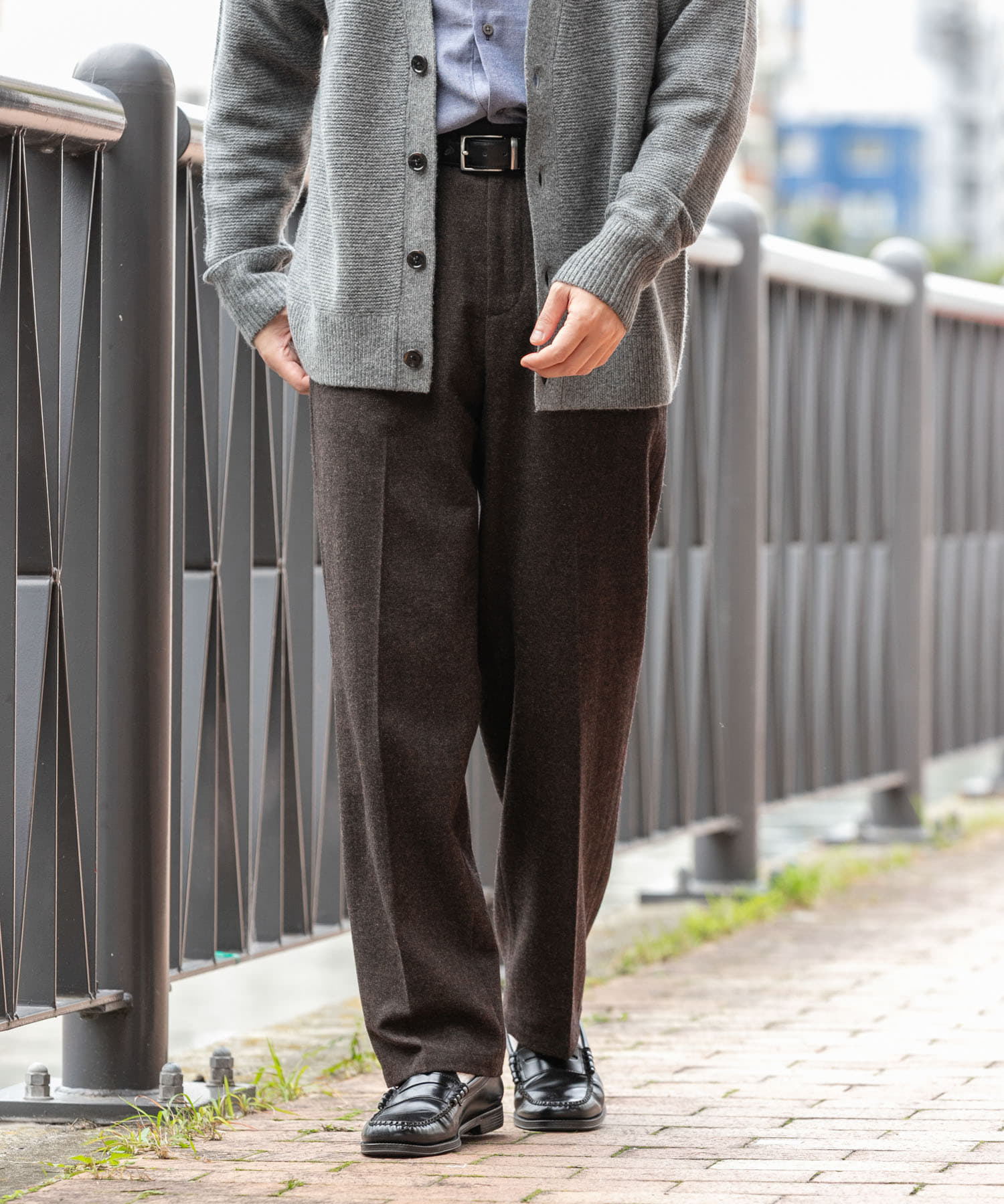 ウールツイードワイドパンツ