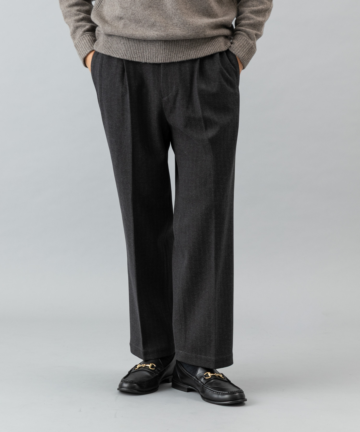 ストレッチヘリンボーン1タックワイドスラックス