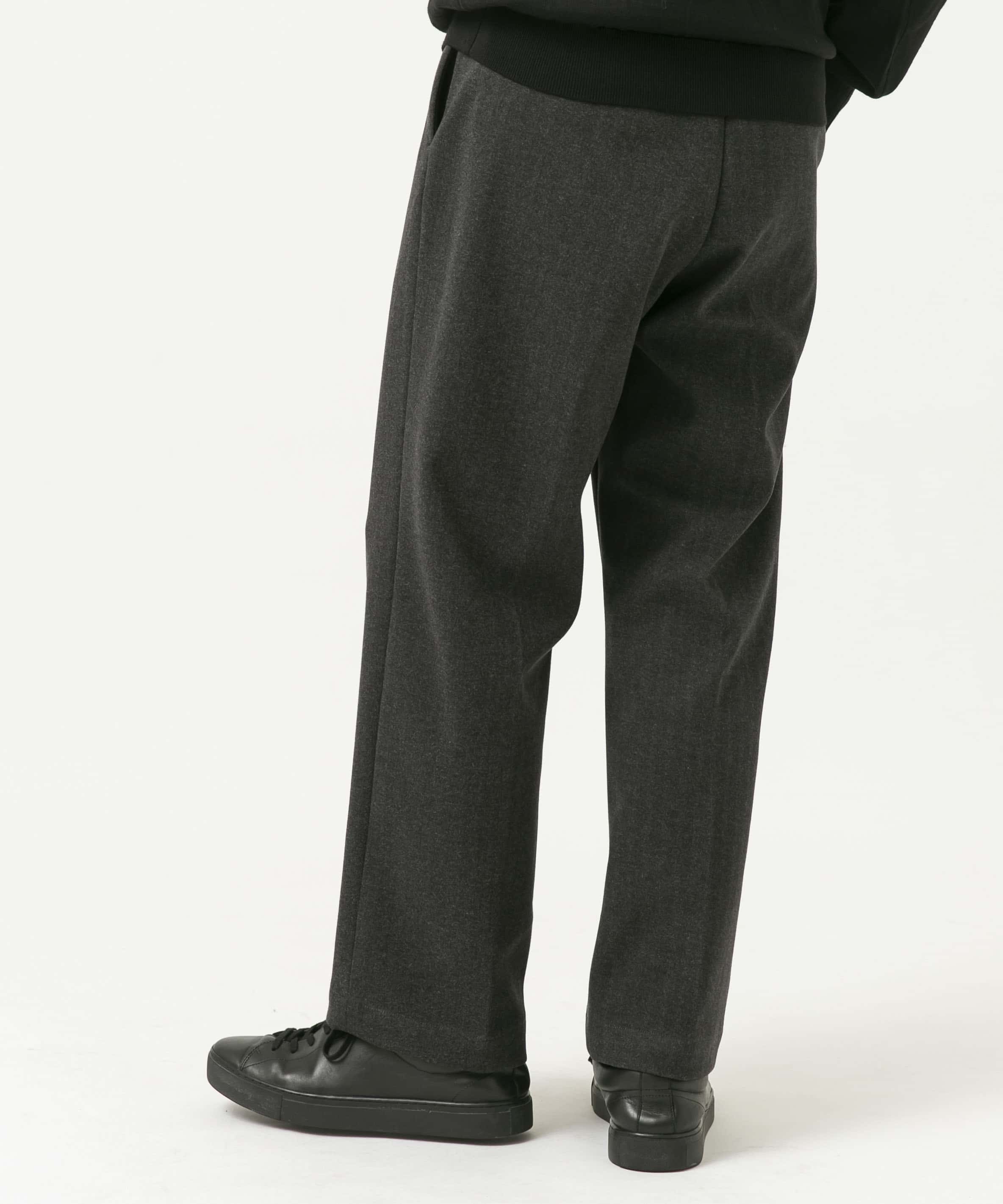 ストレッチヘリンボーン1タックワイドスラックス(M CHARCOAL): ボトム