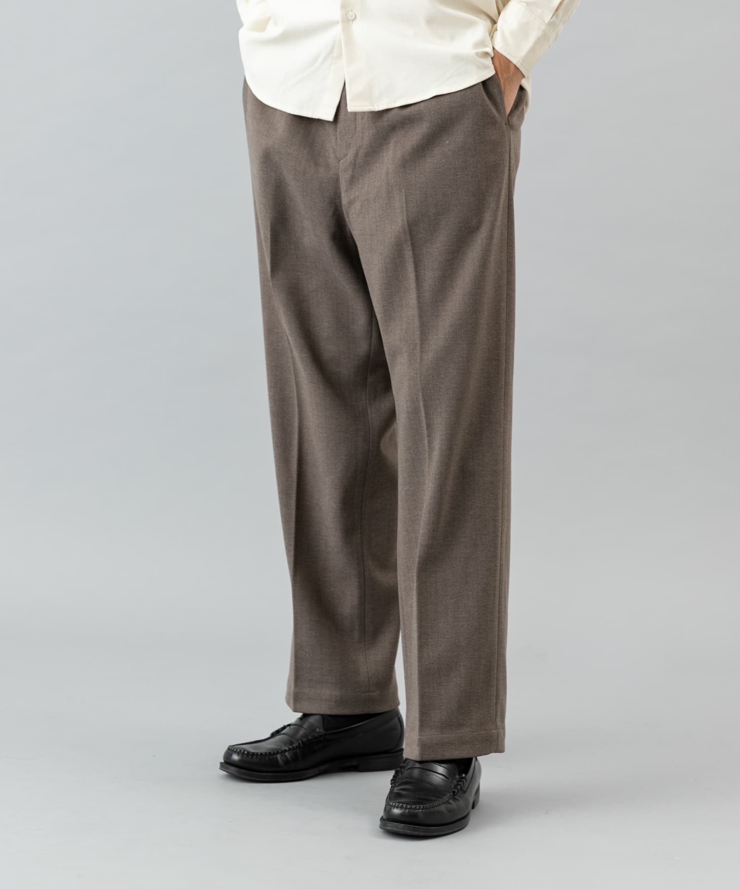 ストレッチヘリンボーン1タックワイドスラックス