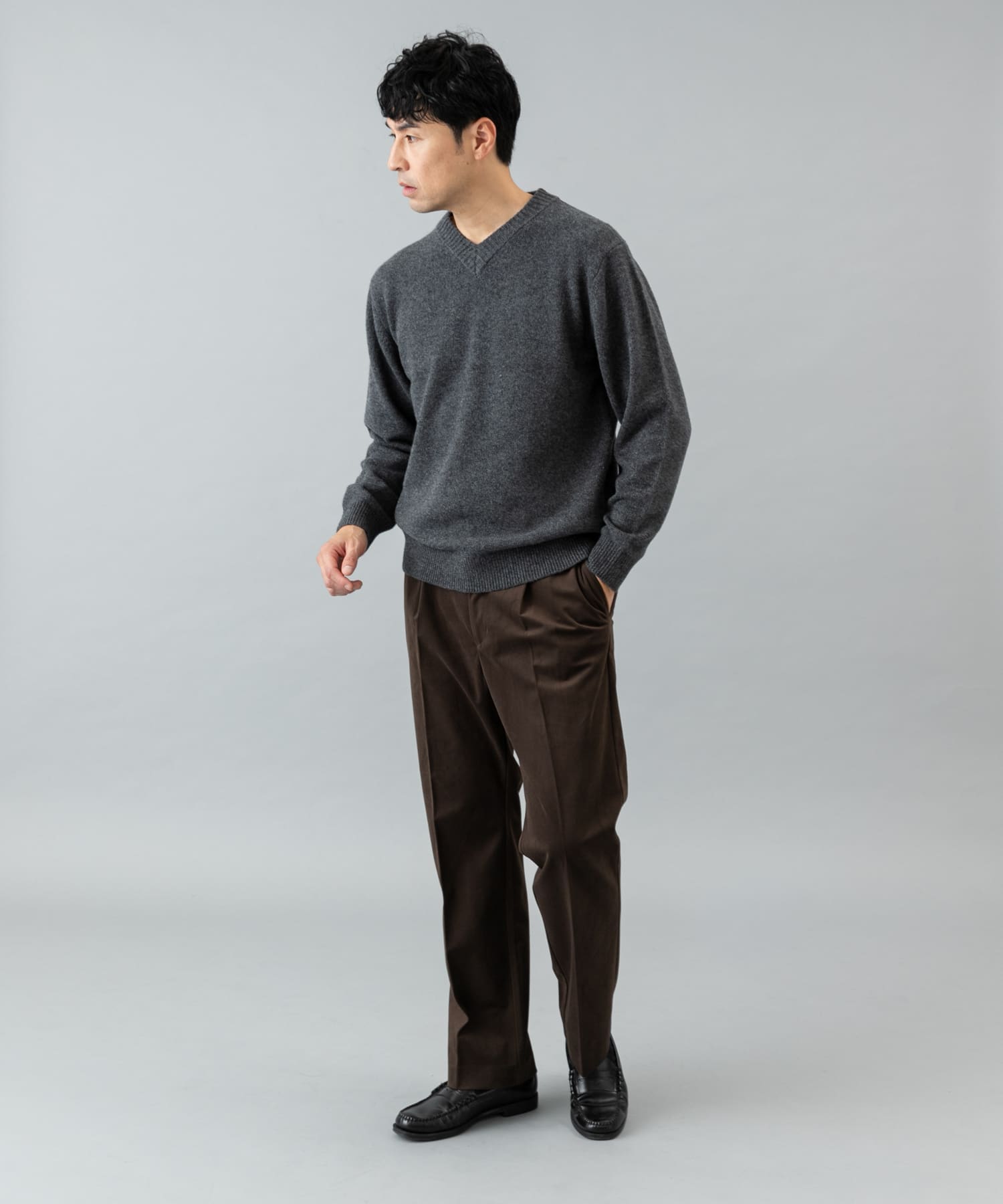 『XLサイズあり』起毛カットツイルスラックス BRN KHAKI L