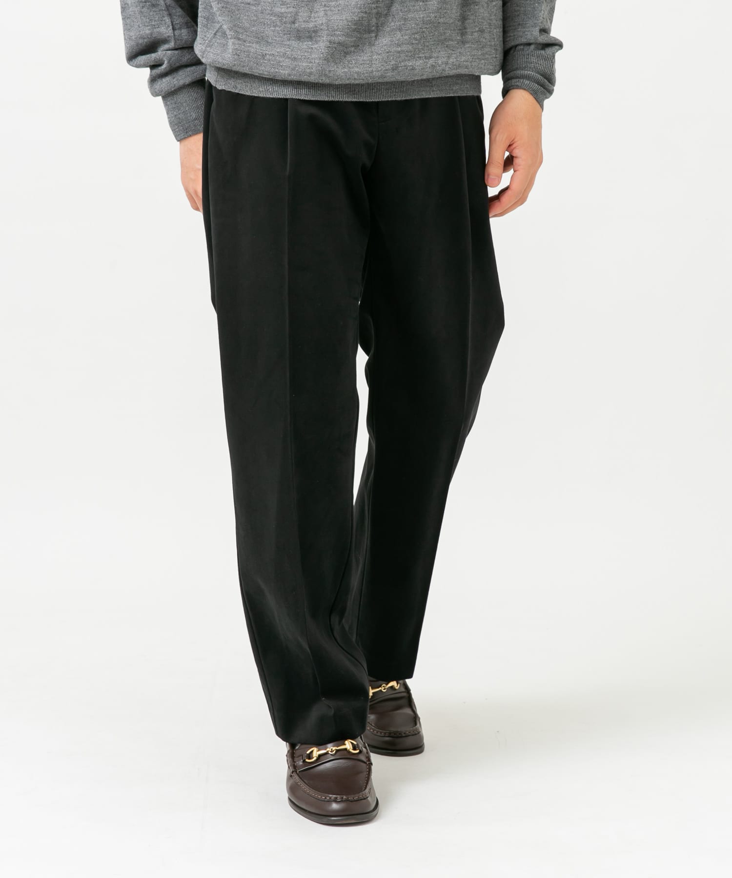 『XLサイズあり』起毛カットツイルスラックス BLACK S