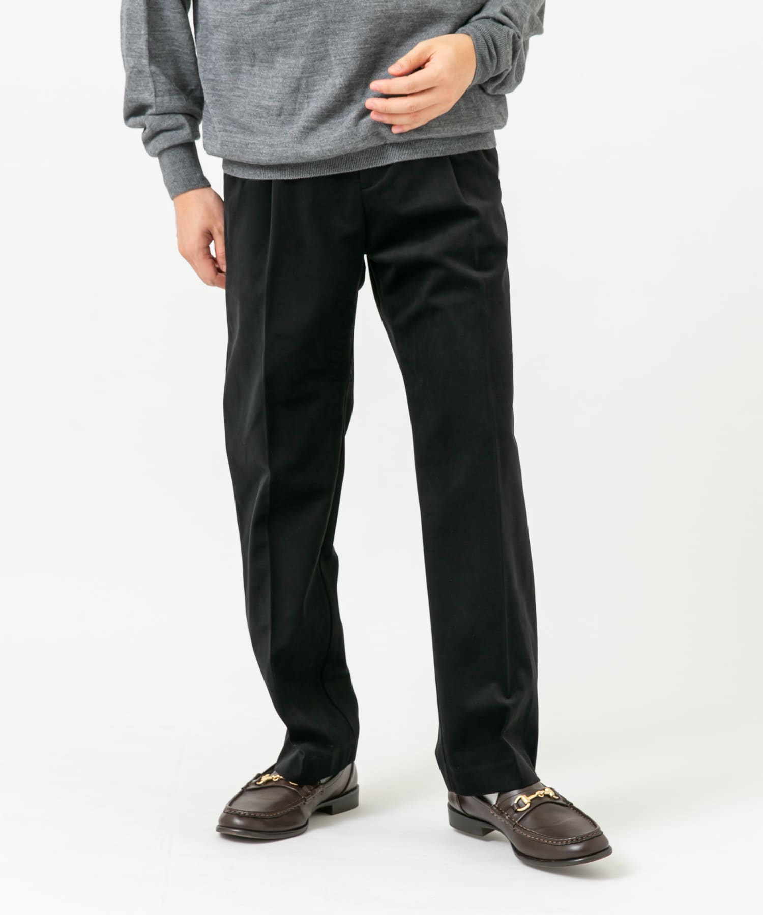 『XLサイズあり』起毛カットツイルスラックス BLACK S