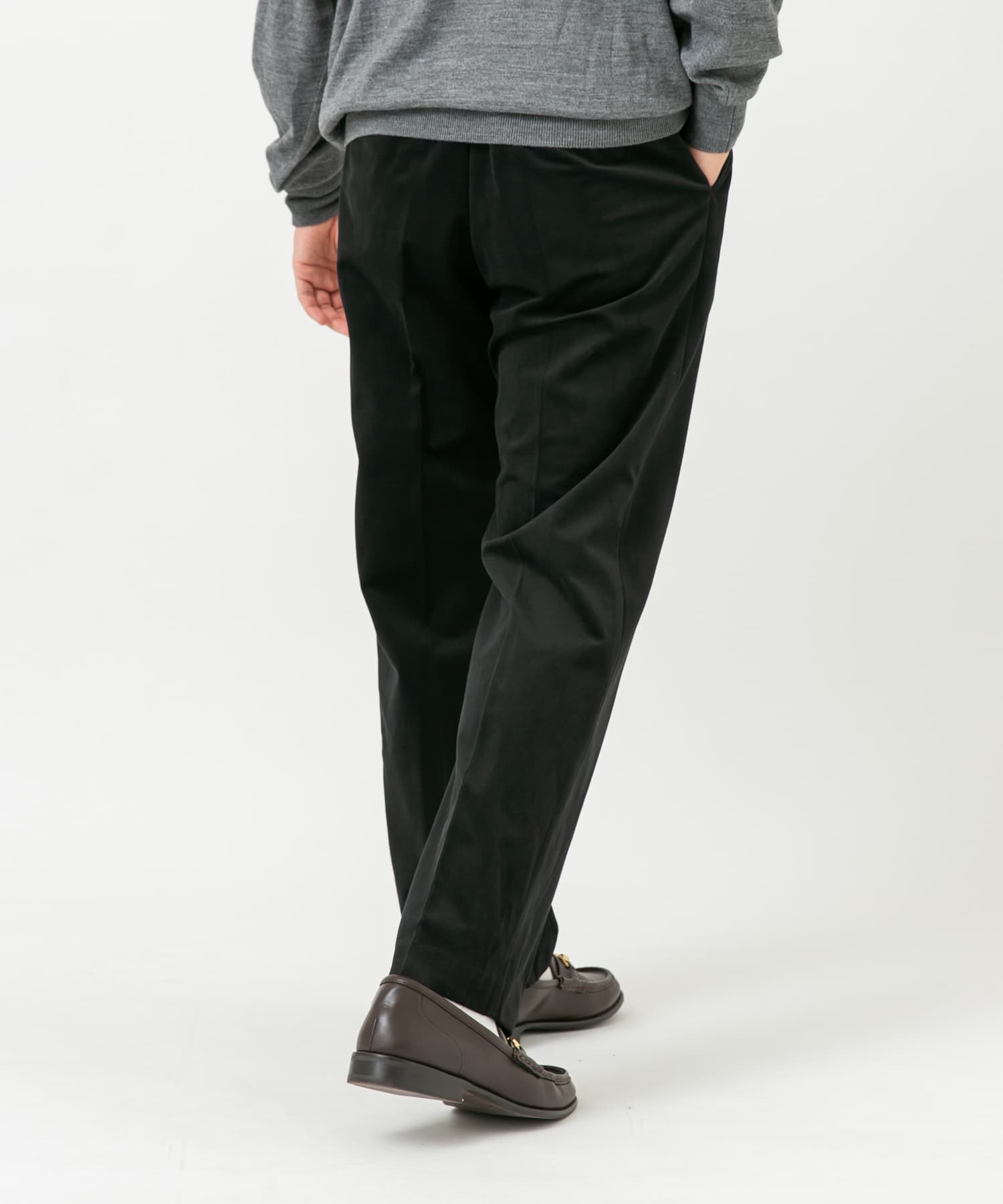 『XLサイズあり』起毛カットツイルスラックス BLACK M