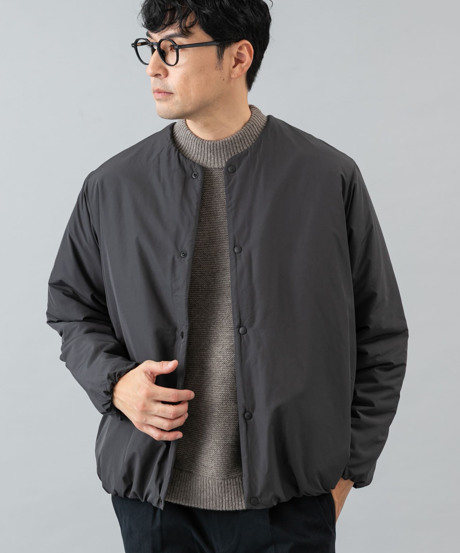 『XLサイズあり』NOUVELLE中綿ノーカラーブルゾン