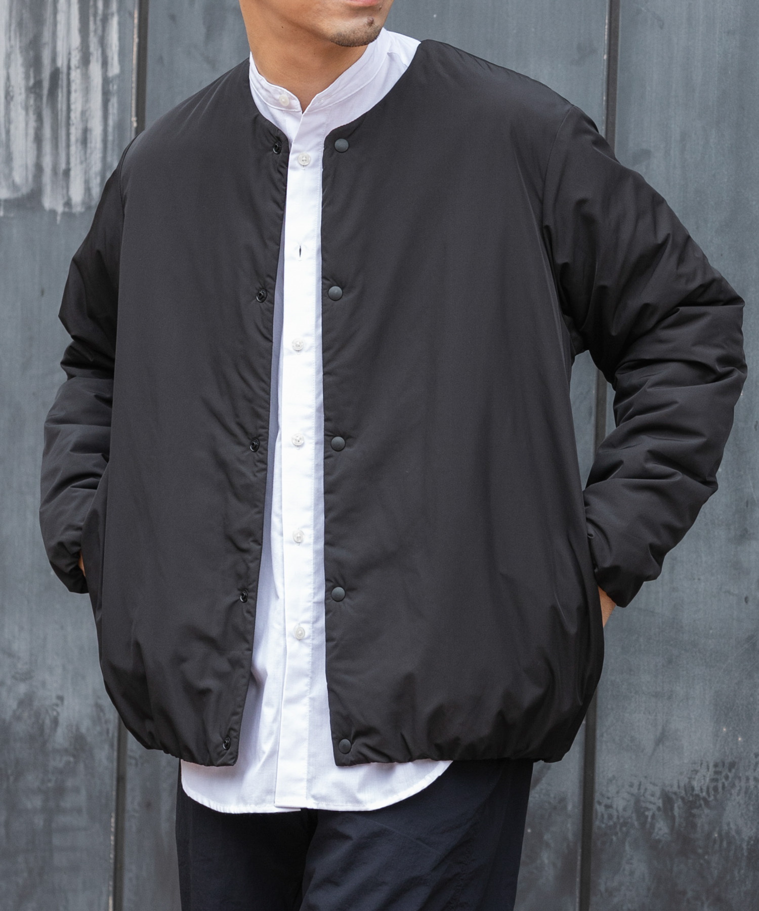 『XLサイズあり』NOUVELLE中綿ノーカラーブルゾン